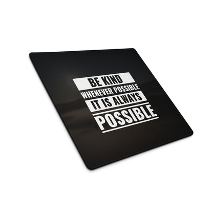 Be Kind Large Gaming Mouse Pad Black Desk Mat With Non Slip Surface Motivational Typography Office Decor
