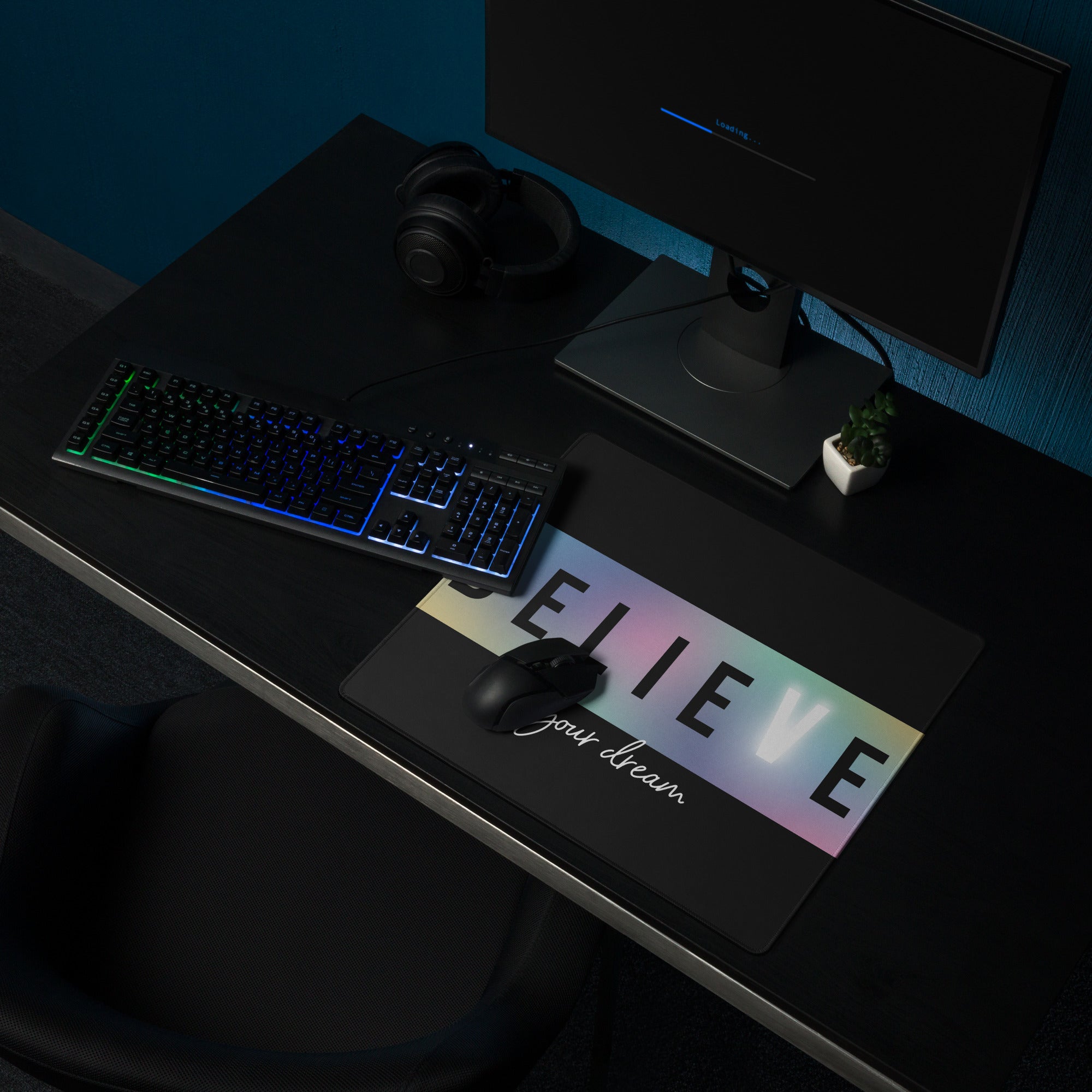 Motivational Rainbow Gradient Mouse Pad For Desk Large Gaming Surface Modern Minimalist Style Inspiring Desk Mat Decor