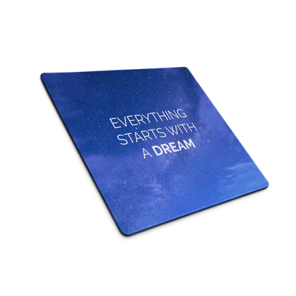 Gaming Mouse Pad Blue Galaxy Desk Setup Modern Cosmic Style Inspirational Quote Everything Starts With A Dream