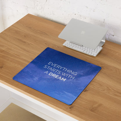 Gaming Mouse Pad Blue Galaxy Desk Setup Modern Cosmic Style Inspirational Quote Everything Starts With A Dream