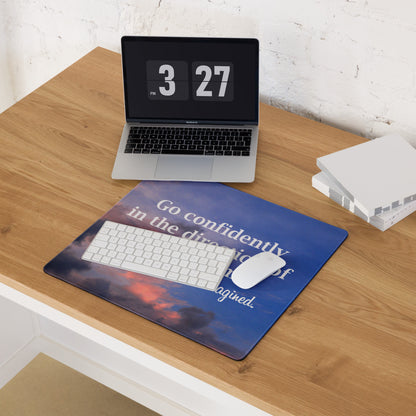 Sunset Blue Pink Motivational Quote Mouse Pad For Desk Large Non Slip Office Mat Modern Minimalist Style