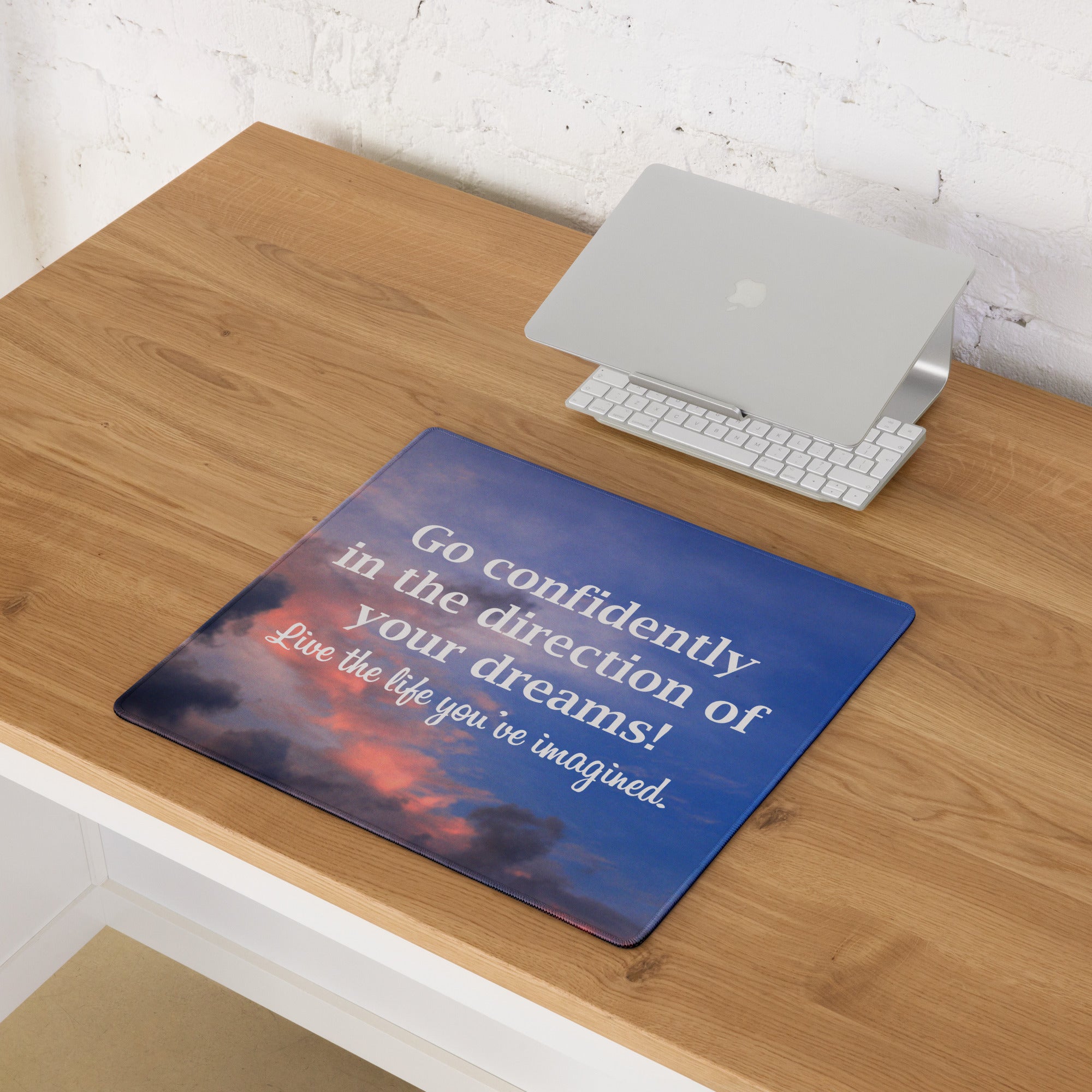 Sunset Blue Pink Motivational Quote Mouse Pad For Desk Large Non Slip Office Mat Modern Minimalist Style