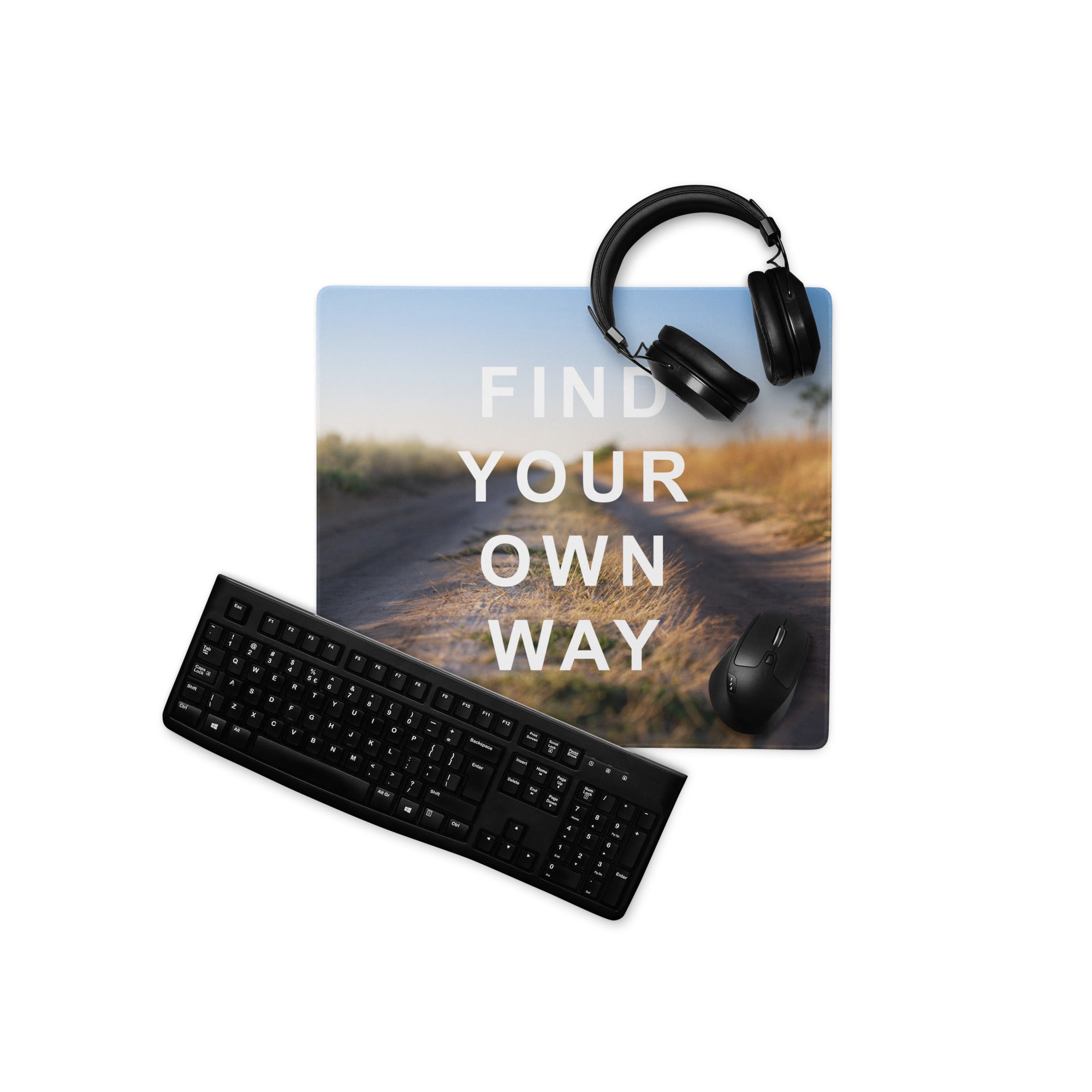 Motivational Mouse Pad Blue Sunset Desert Gradient for Desk Office Setup Modern Typography