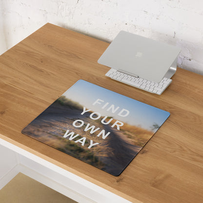 Motivational Mouse Pad Blue Sunset Desert Gradient for Desk Office Setup Modern Typography