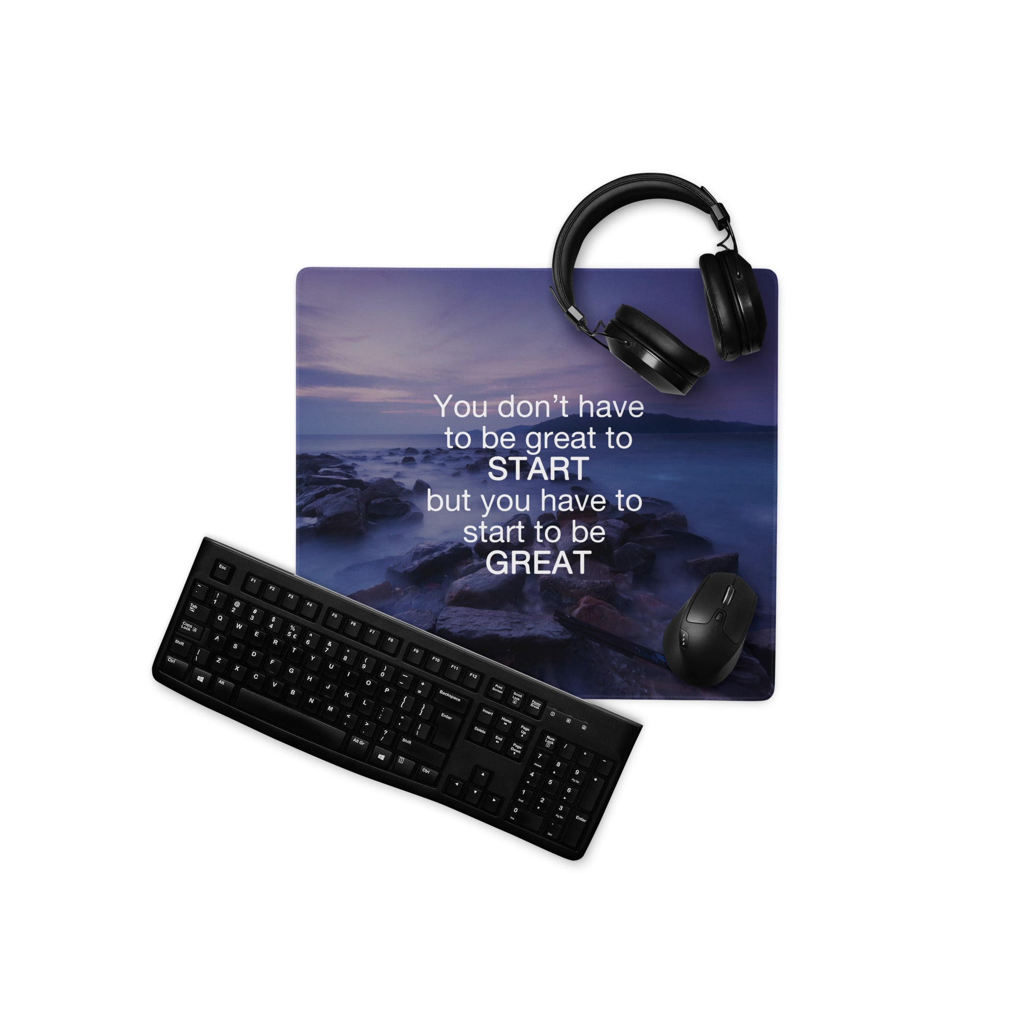 Motivational Ocean Blue Purple Mouse Pad for Desk Large Non Slip Office Decor Modern Style