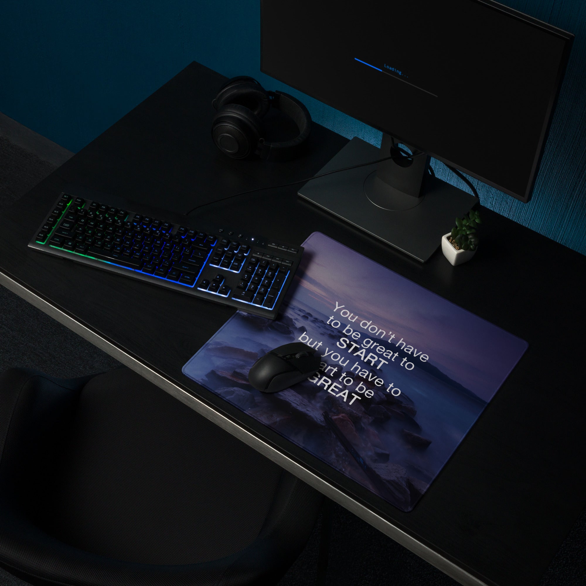 Motivational Ocean Blue Purple Mouse Pad for Desk Large Non Slip Office Decor Modern Style