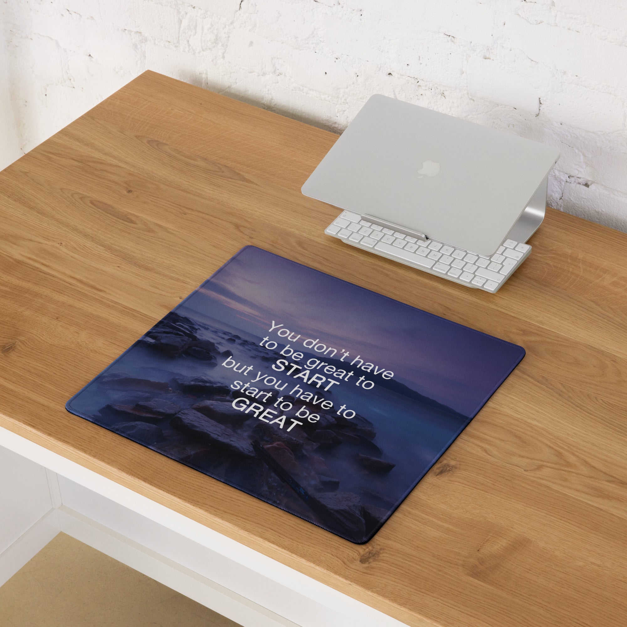 Motivational Ocean Blue Purple Mouse Pad for Desk Large Non Slip Office Decor Modern Style