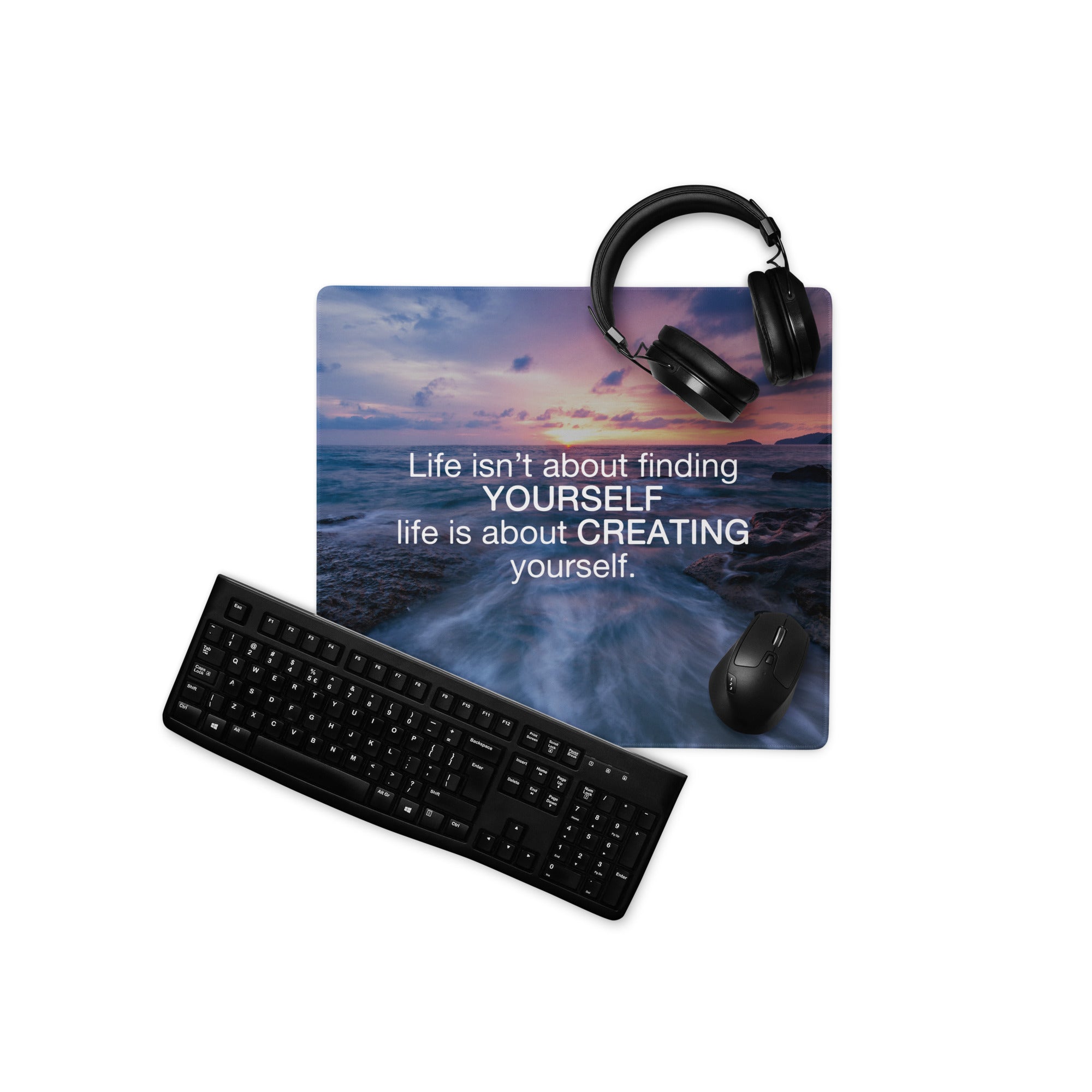 Blue Purple Gradient Motivational Mouse Pad For Gaming Desk Non Slip Surface Inspirational Quote Art For Dota CSGO