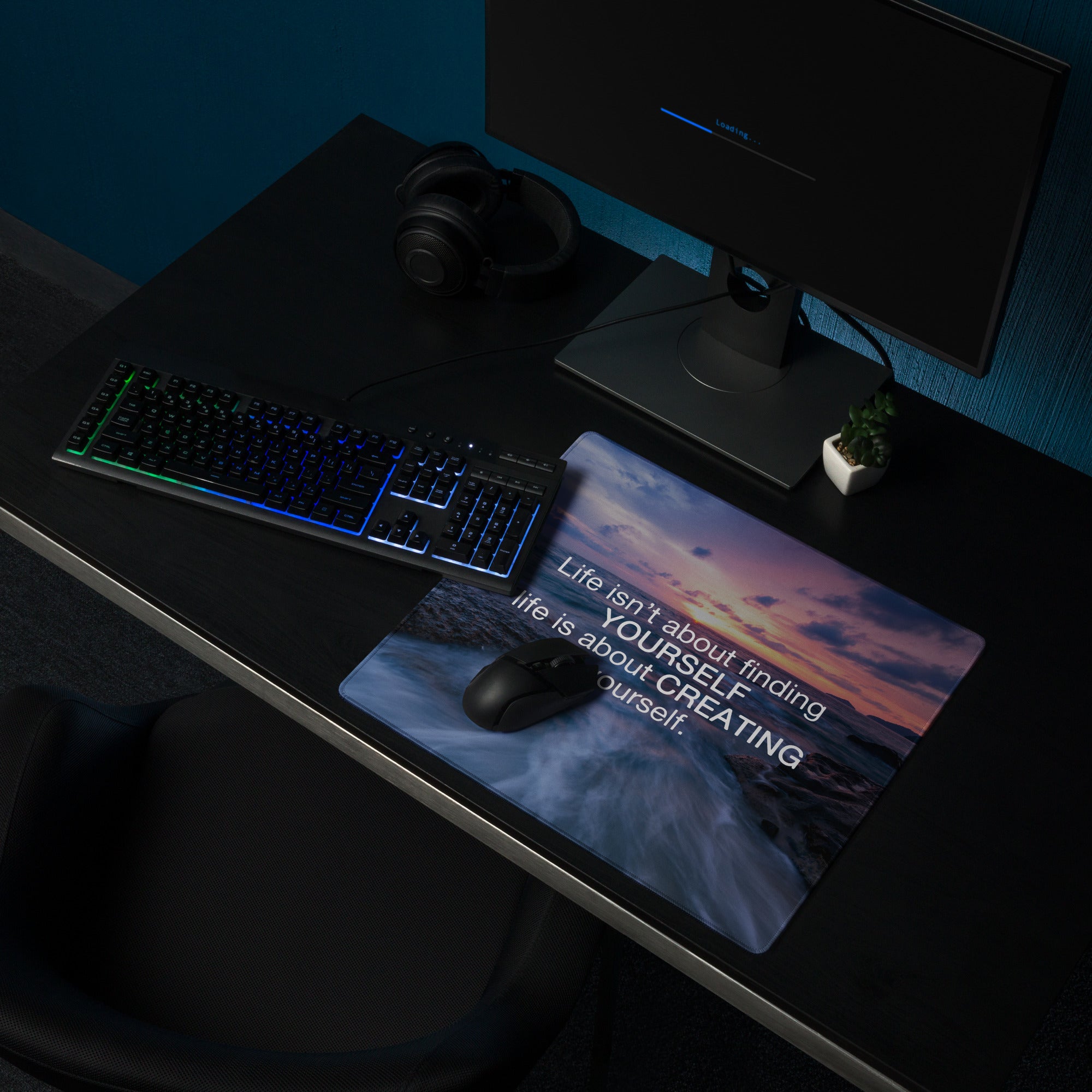 Blue Purple Gradient Motivational Mouse Pad For Gaming Desk Non Slip Surface Inspirational Quote Art For Dota CSGO