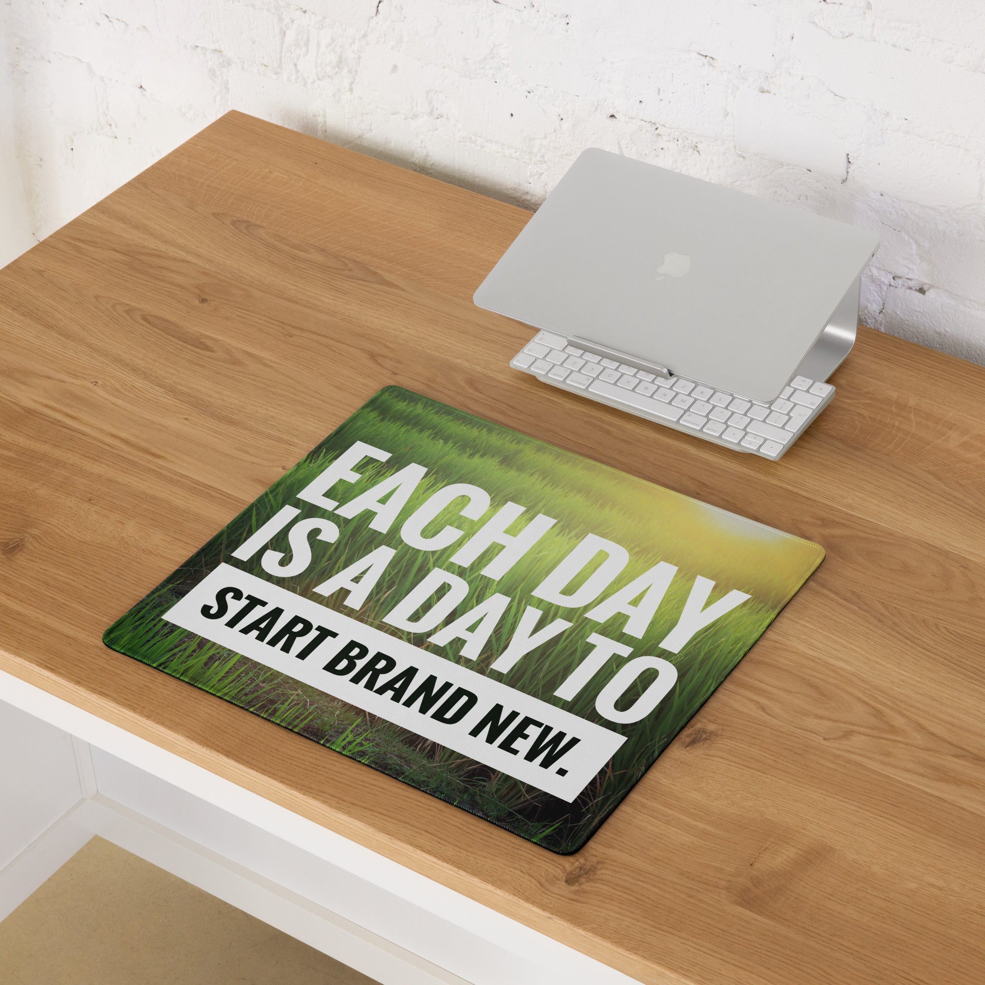 Motivational Green Grass Mouse Pad For Desk Office Modern Typography Inspirational Decor Digital Print