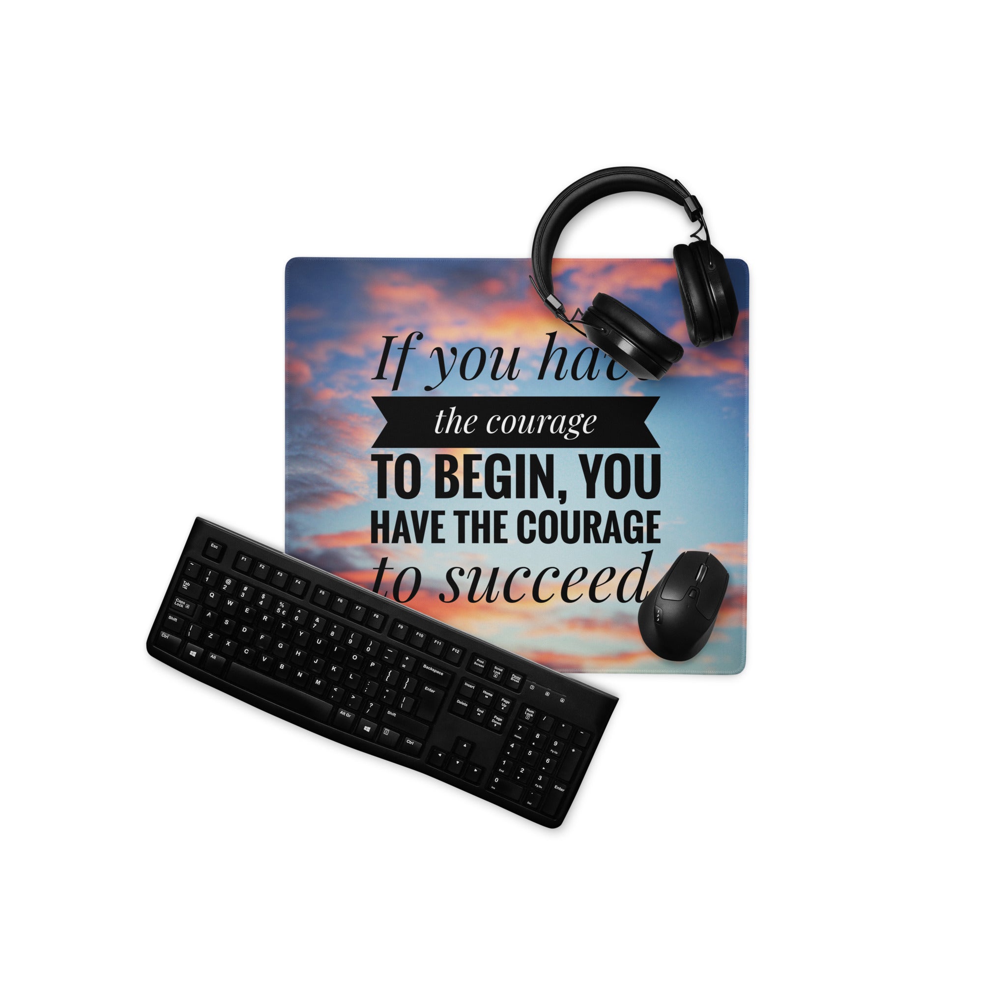 Motivational Mouse Pad Sunset Blue Orange Desk Office Modern Typography Gaming Workspace Large Non Slip Surface
