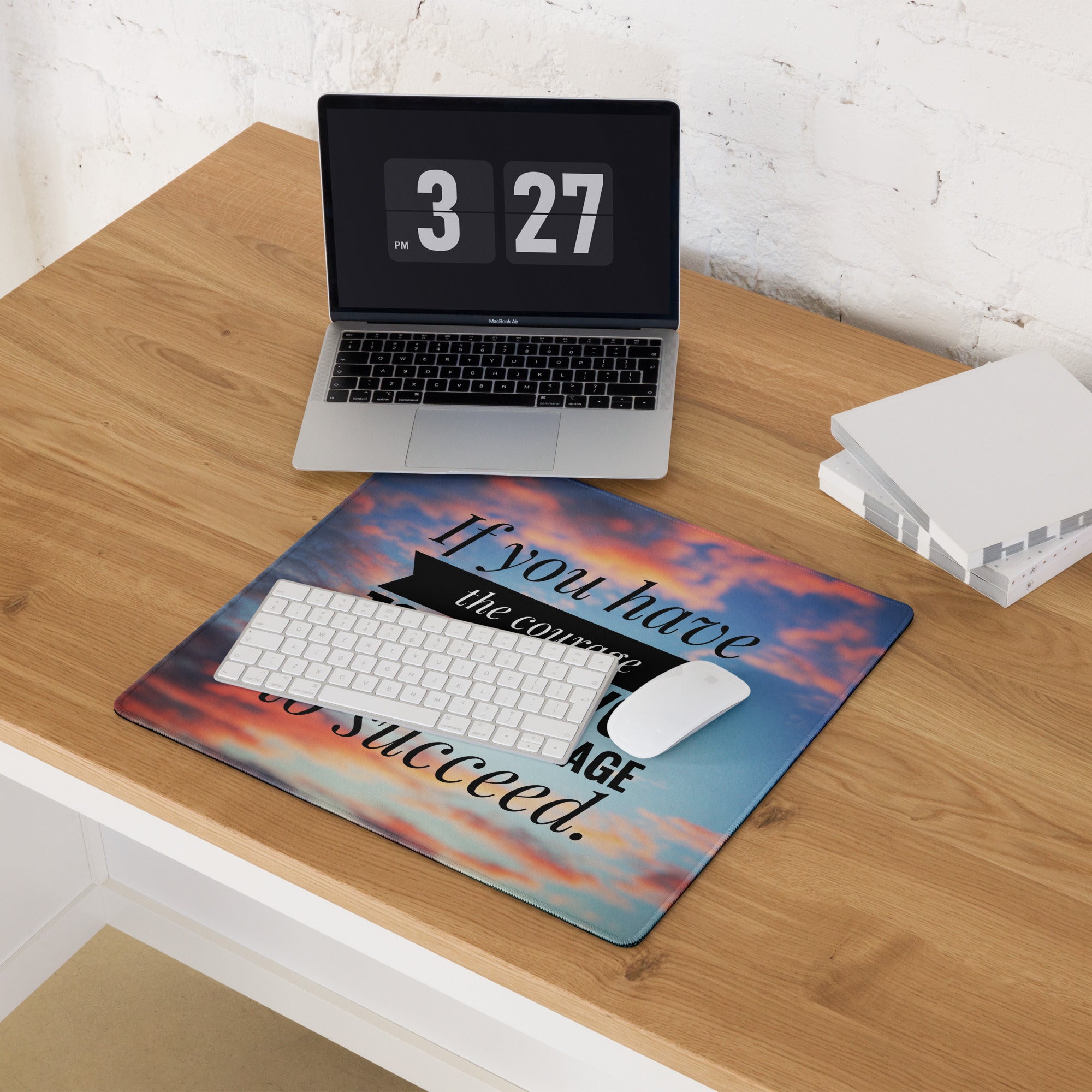 Motivational Mouse Pad Sunset Blue Orange Desk Office Modern Typography Gaming Workspace Large Non Slip Surface