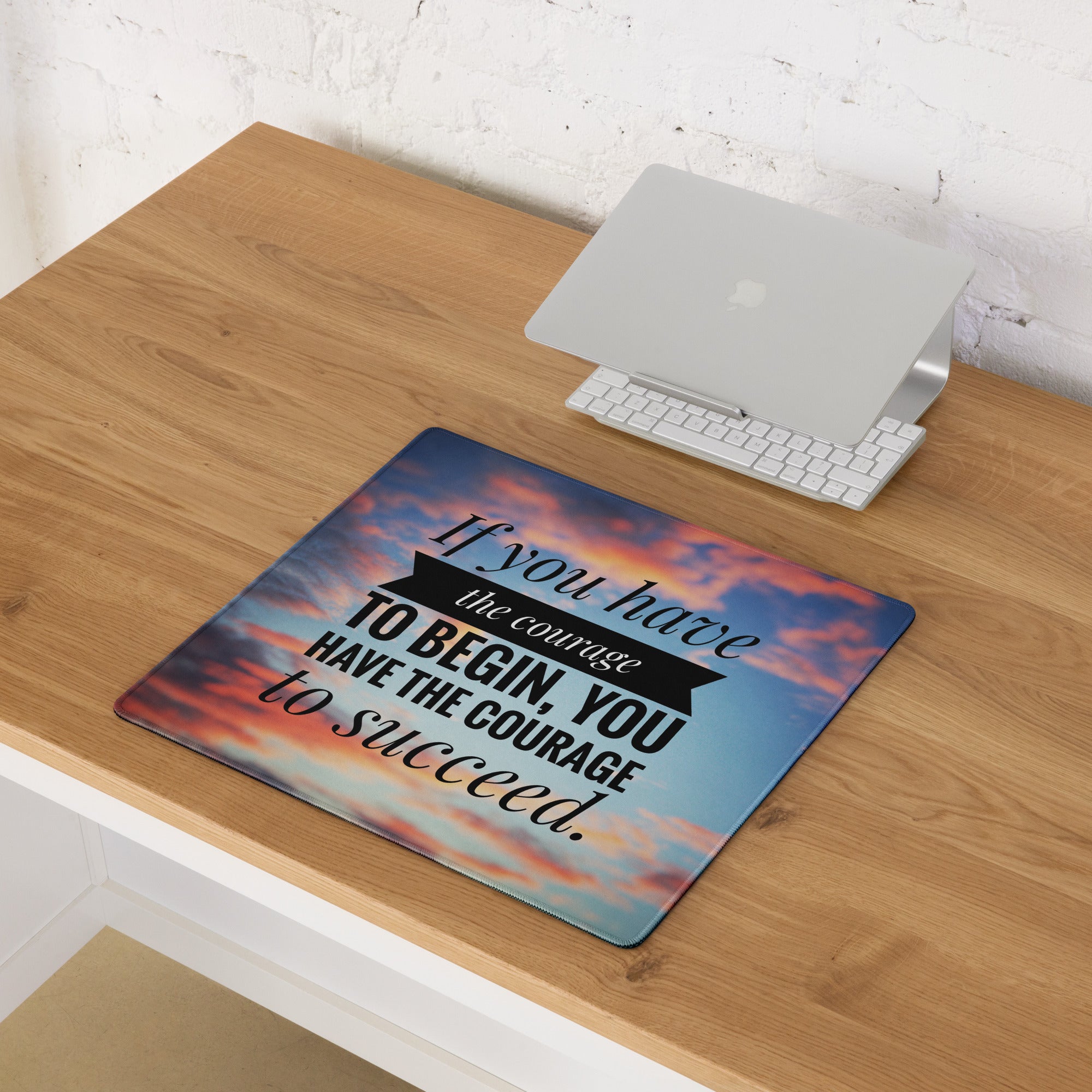 Motivational Mouse Pad Sunset Blue Orange Desk Office Modern Typography Gaming Workspace Large Non Slip Surface