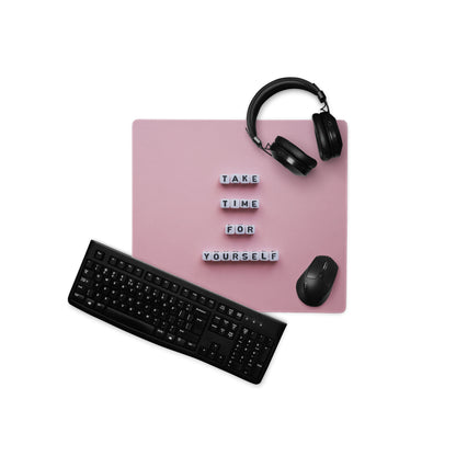 Motivational Pink Mouse Pad For Desk Home Office Modern Minimalist Pastel Aesthetic Take Time For Yourself