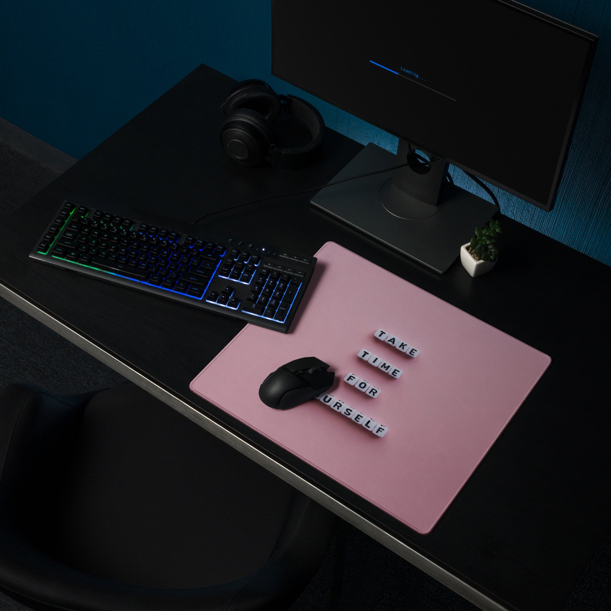 Motivational Pink Mouse Pad For Desk Home Office Modern Minimalist Pastel Aesthetic Take Time For Yourself
