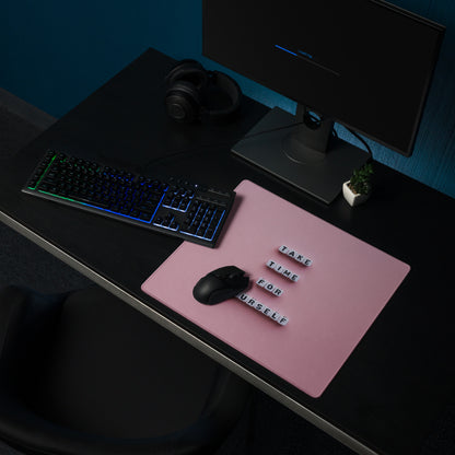 Motivational Pink Mouse Pad For Desk Home Office Modern Minimalist Pastel Aesthetic Take Time For Yourself