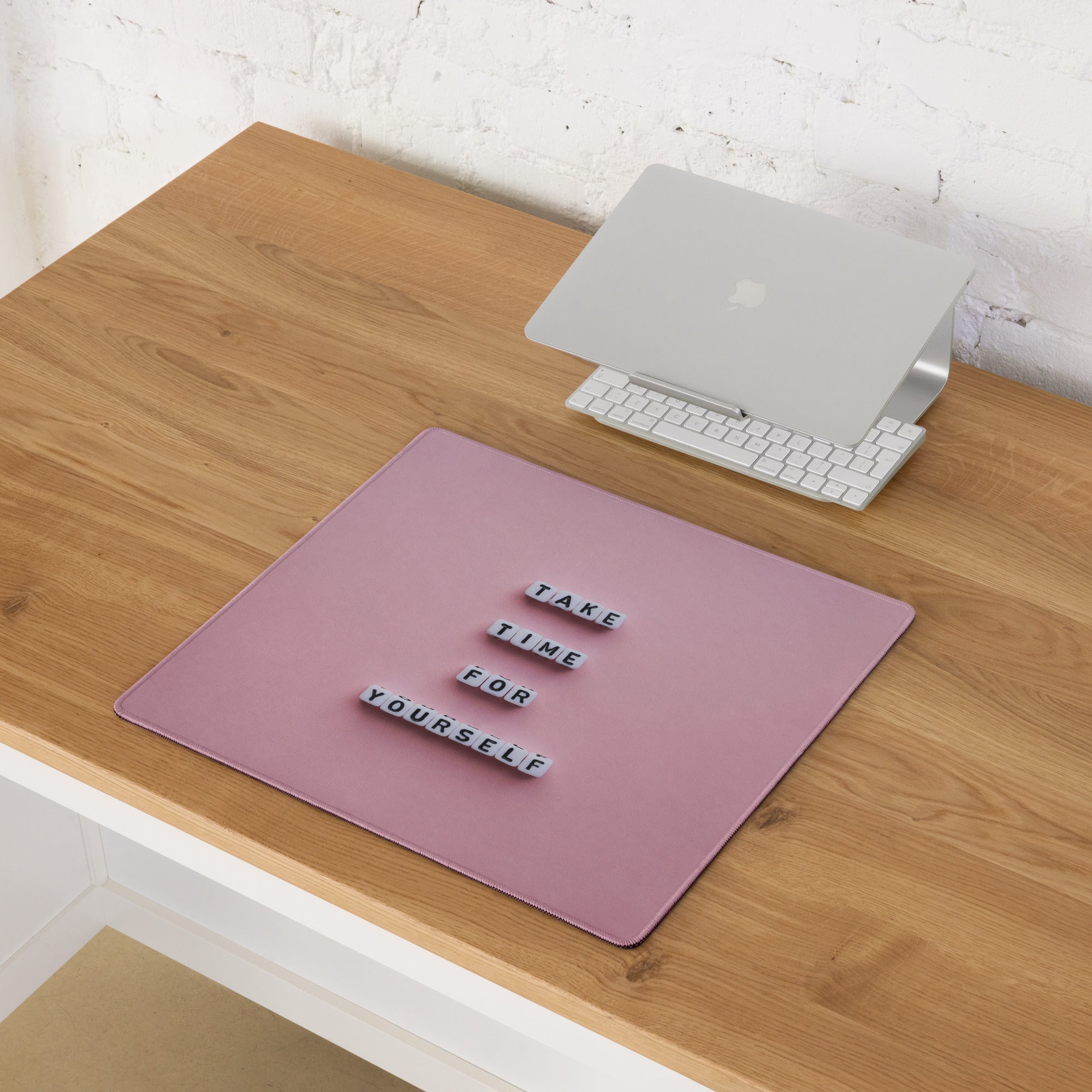 Motivational Pink Mouse Pad For Desk Home Office Modern Minimalist Pastel Aesthetic Take Time For Yourself