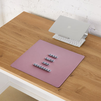 Motivational Pink Mouse Pad For Desk Home Office Modern Minimalist Pastel Aesthetic Take Time For Yourself