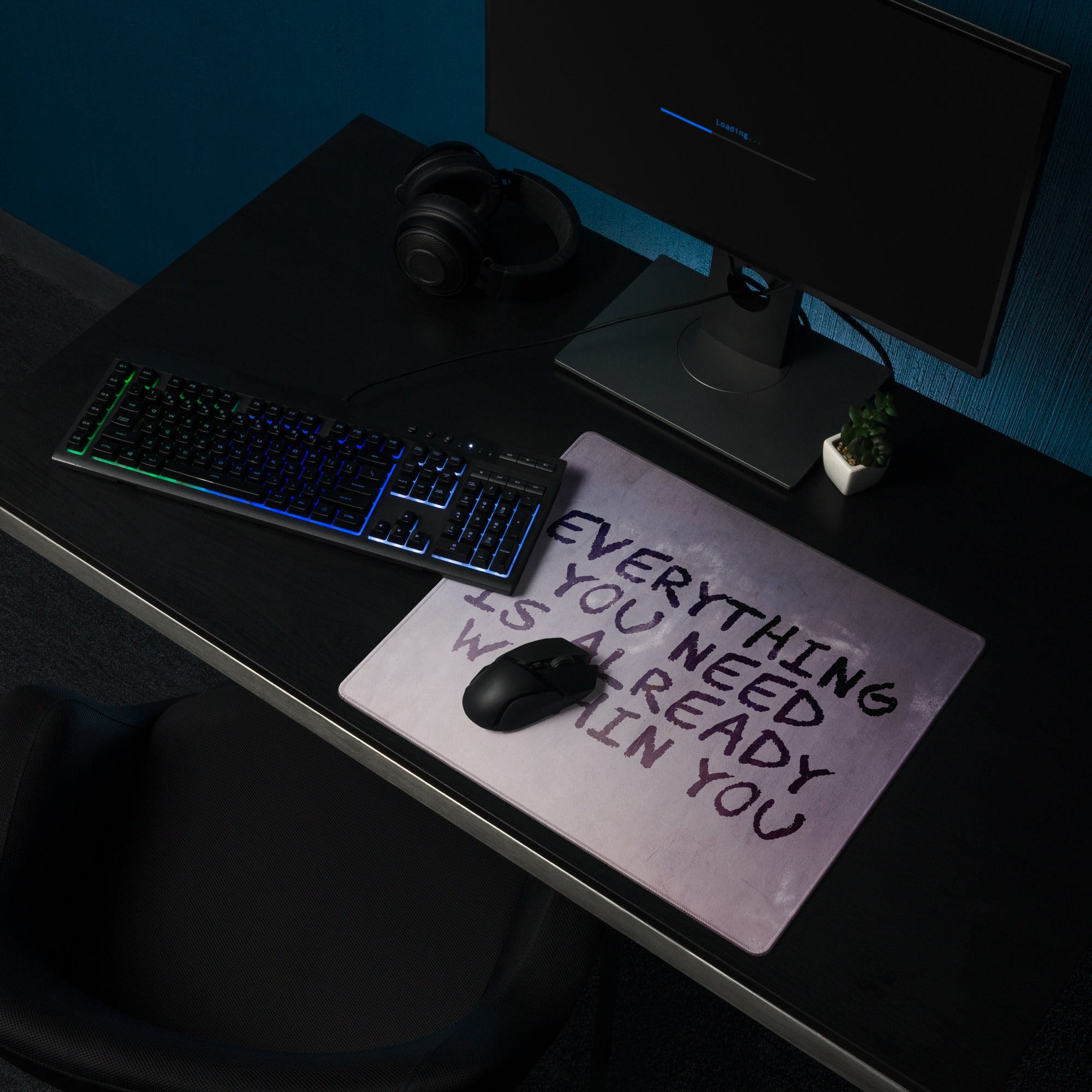 Motivational Quote Purple Mouse Pad For Desk And Home Office Setup Modern Brush Lettering Style Non Slip Surface