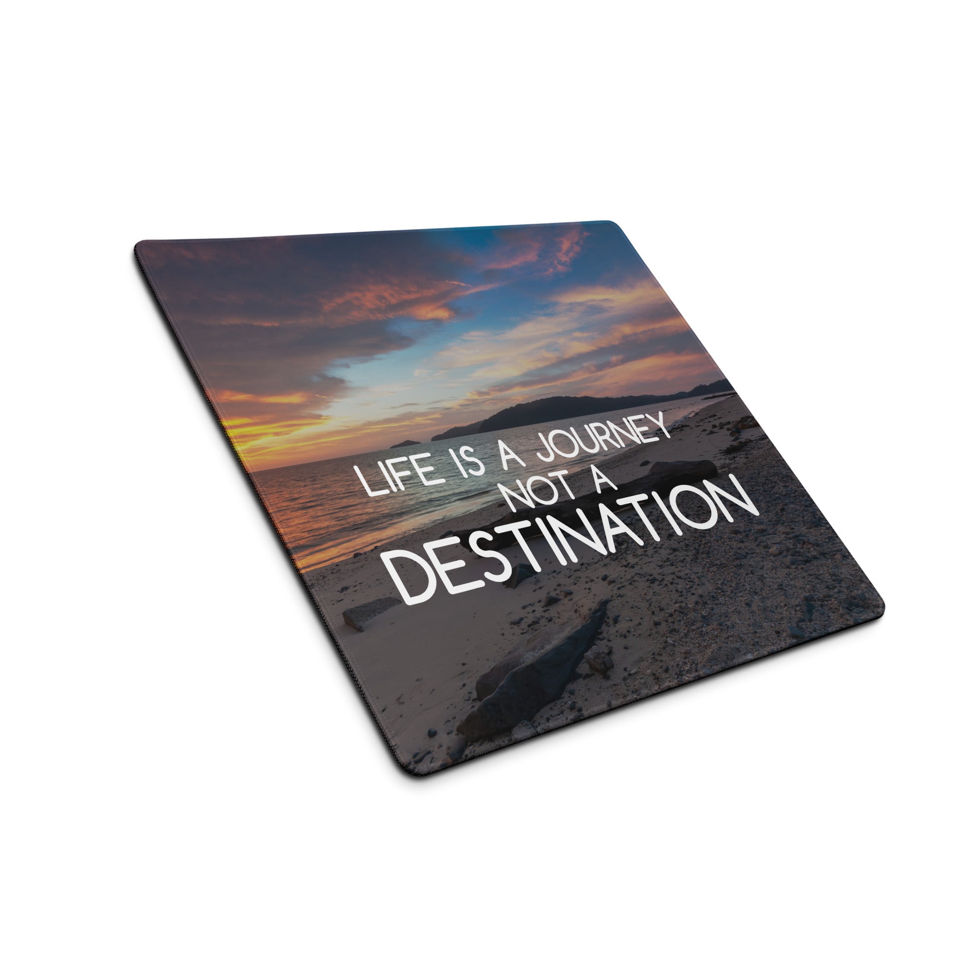 Motivational Life Is A Journey Sunset Beach Mouse Pad Orange Blue Desk Accessory For Gaming And Home Office Modern