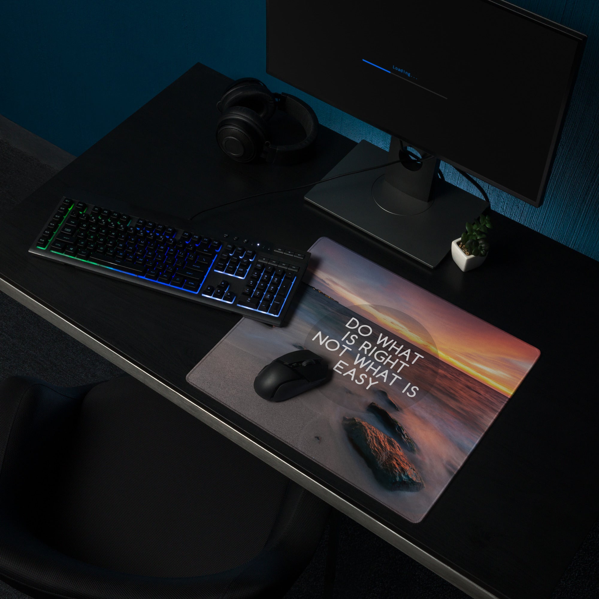 Motivational Beach Sunset Mouse Pad In Purple Orange, Large Desk Mat For Gaming Setup, Modern Minimalist Print