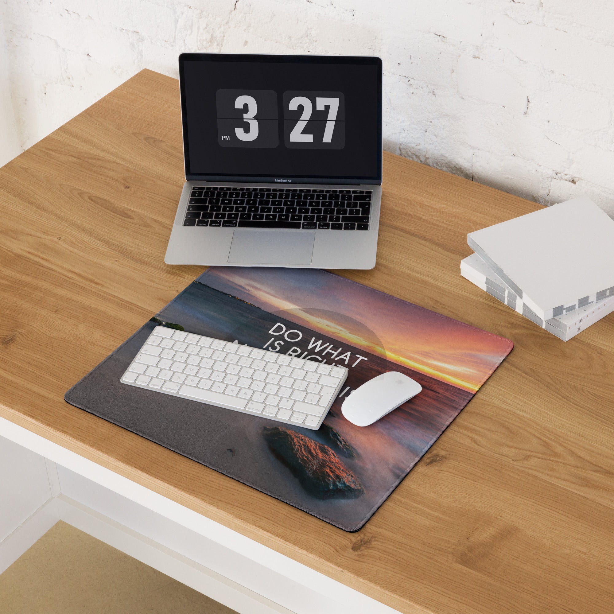 Motivational Beach Sunset Mouse Pad In Purple Orange, Large Desk Mat For Gaming Setup, Modern Minimalist Print