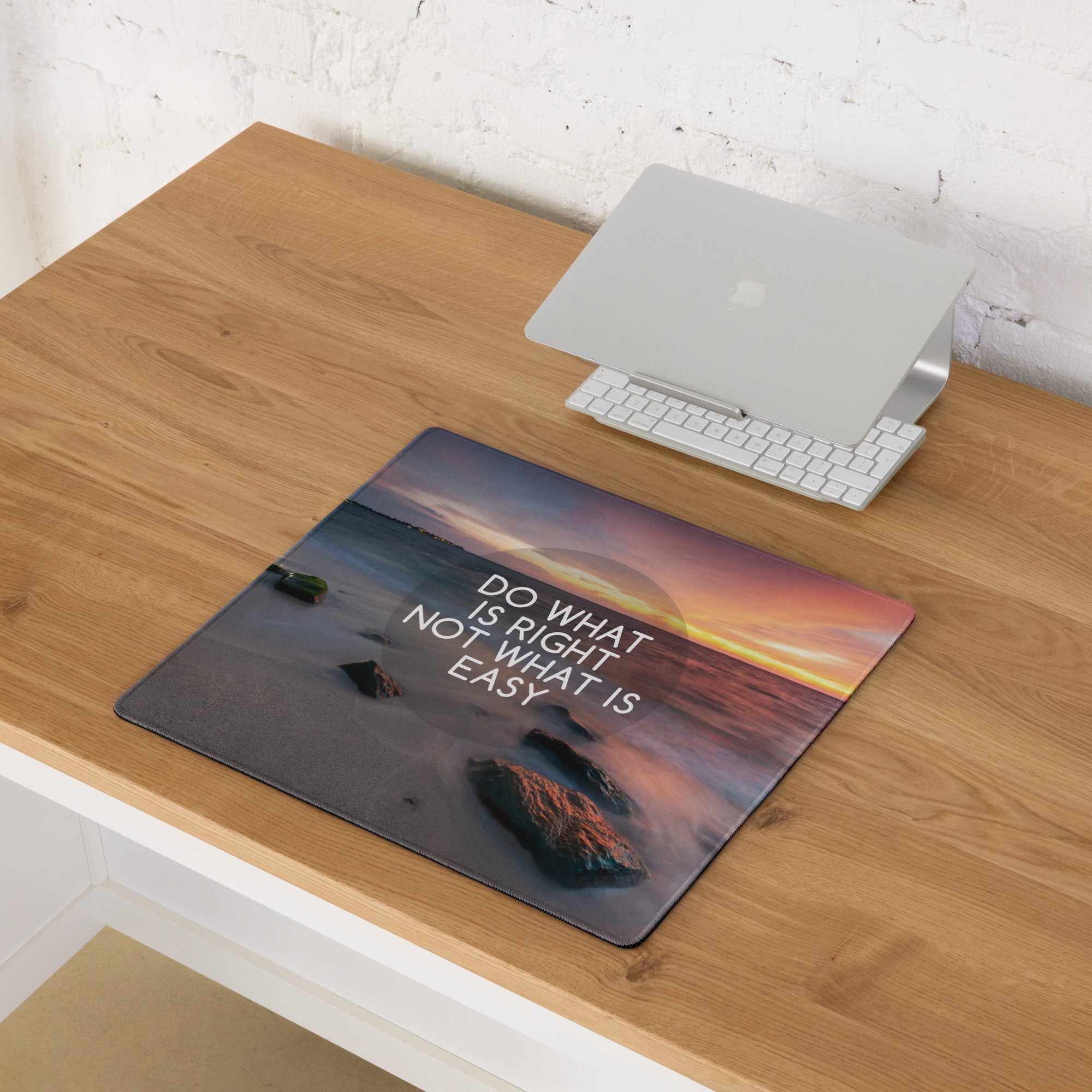Motivational Beach Sunset Mouse Pad In Purple Orange, Large Desk Mat For Gaming Setup, Modern Minimalist Print
