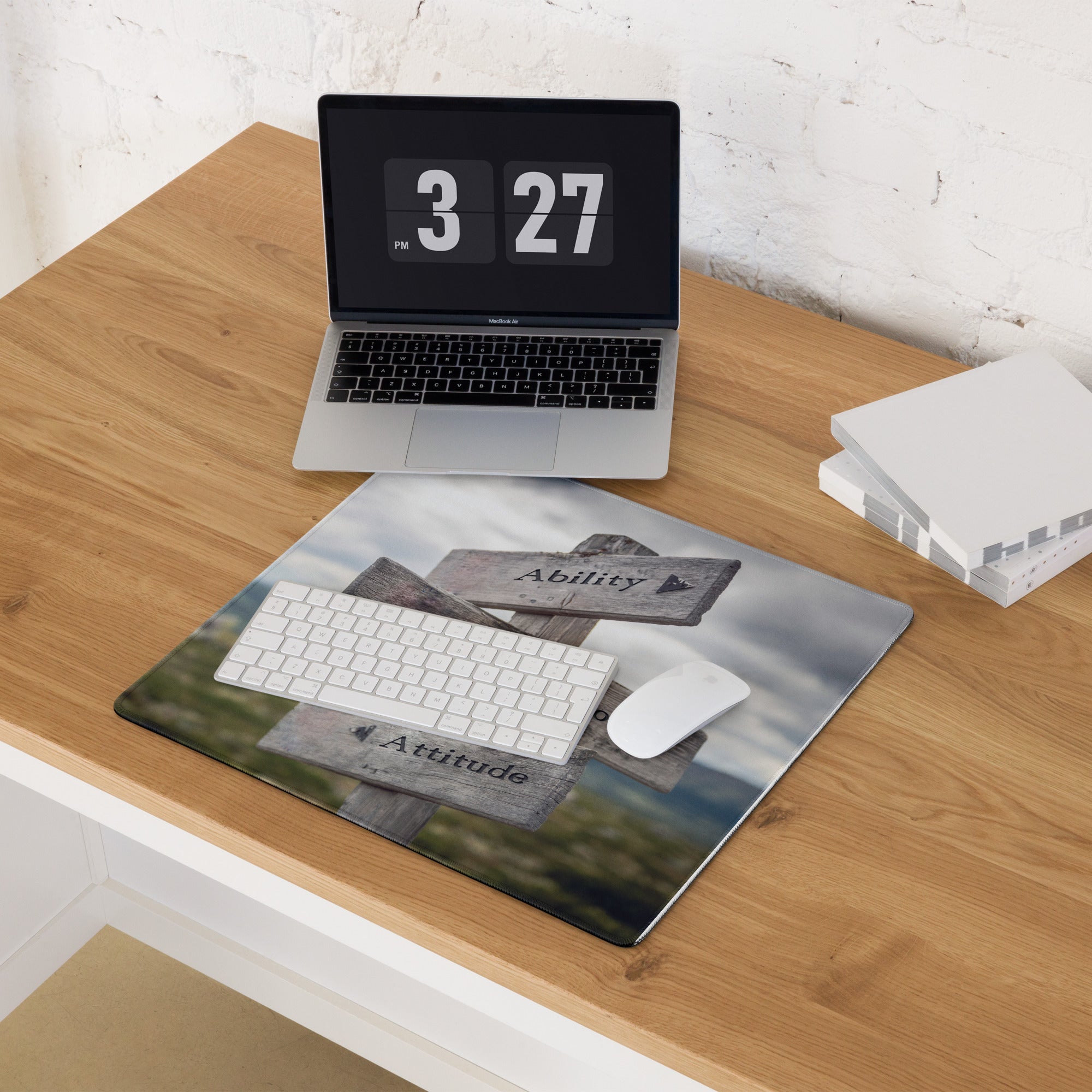 Motivational Wooden Sign Mouse Pad Natural Wood Tones for Gaming Desk Modern Rustic Office