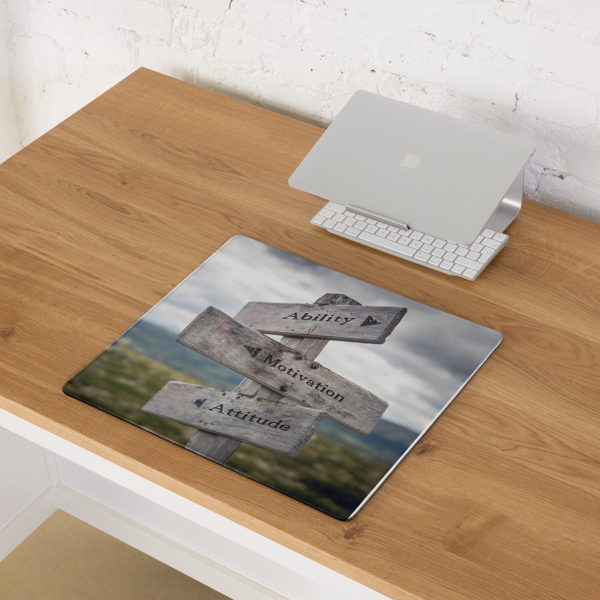 Motivational Wooden Sign Mouse Pad Natural Wood Tones for Gaming Desk Modern Rustic Office