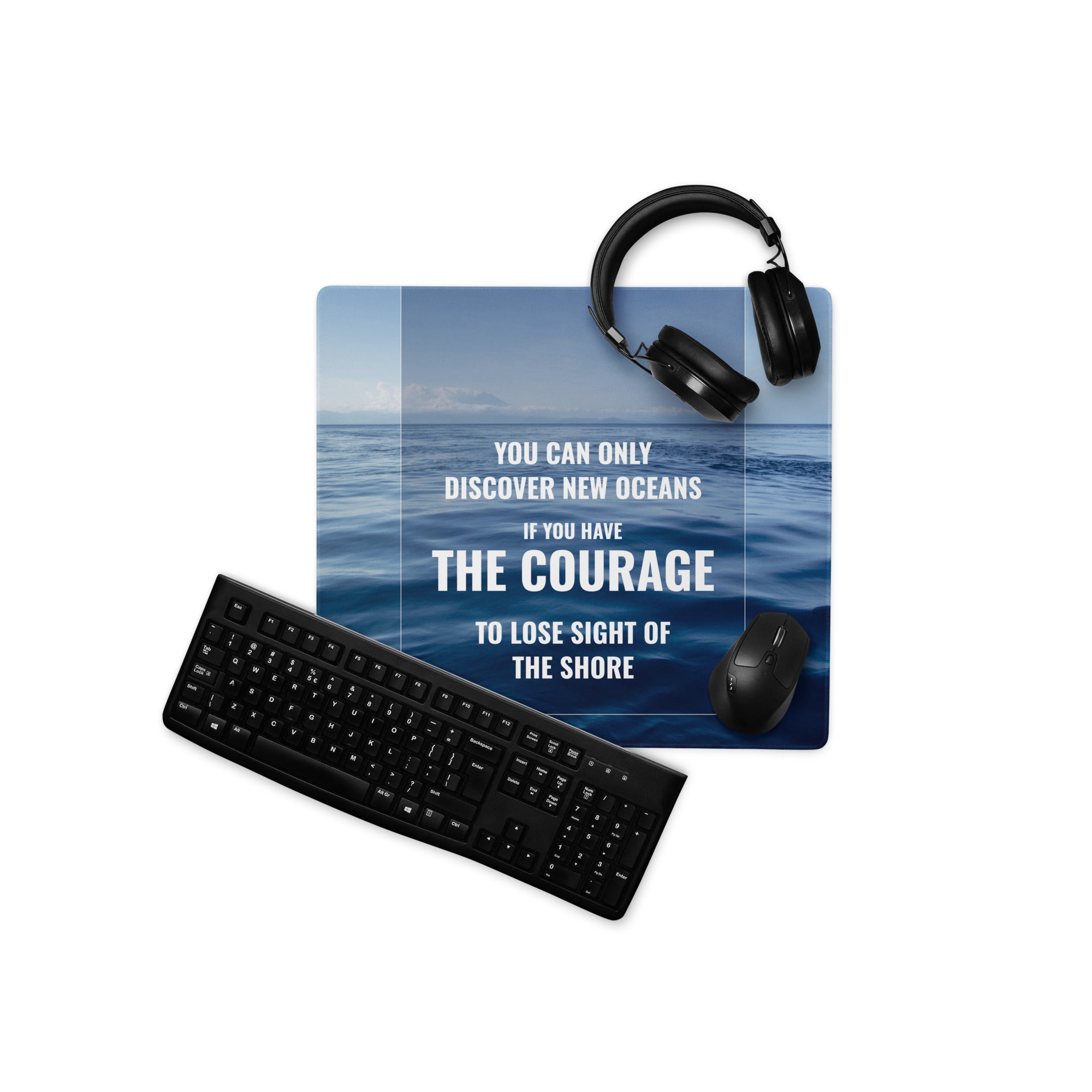 Blue Ocean Motivational Mouse Pad For Desk, Modern Office Decor, Inspirational Desk Accessory, Printed Artwork