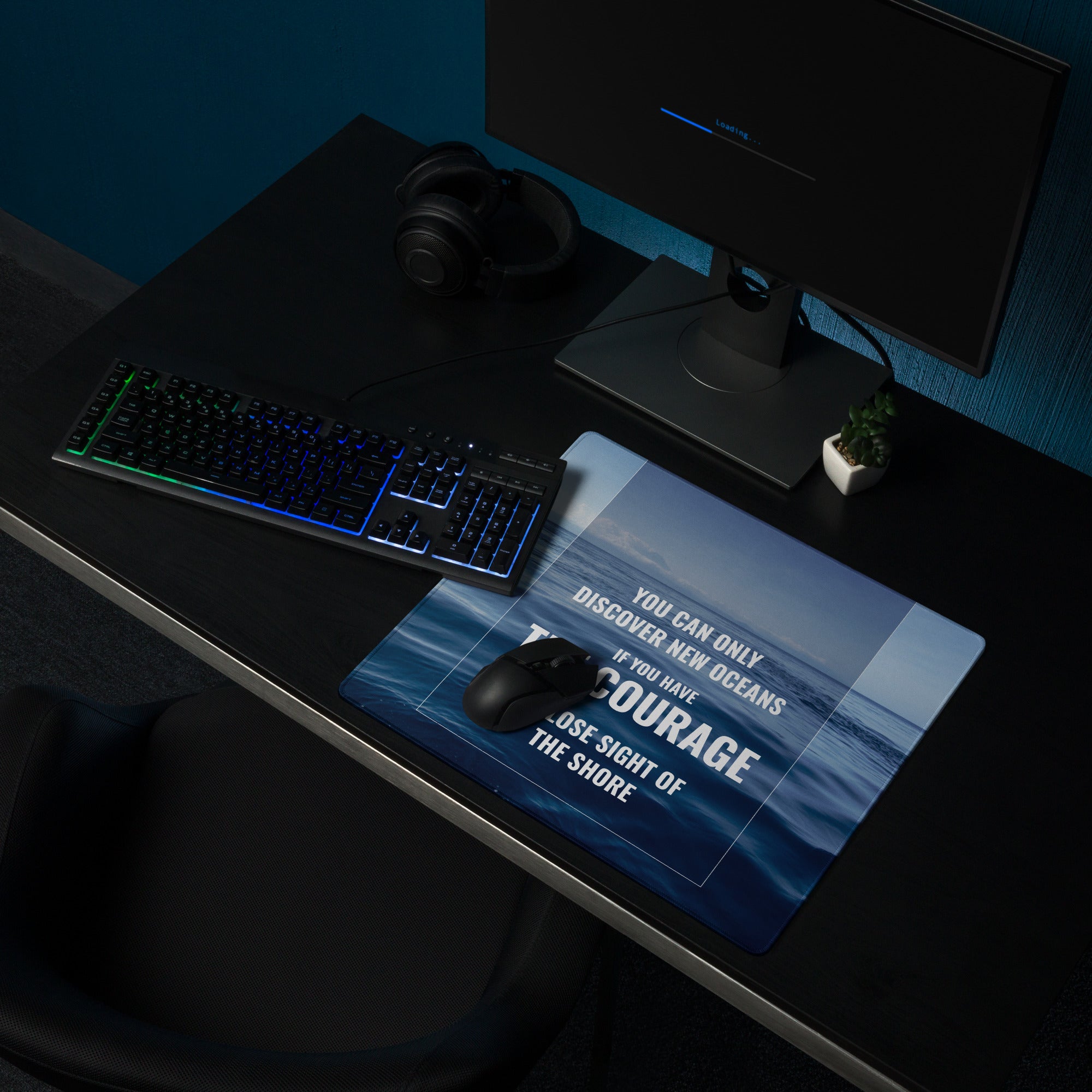 Blue Ocean Motivational Mouse Pad For Desk, Modern Office Decor, Inspirational Desk Accessory, Printed Artwork