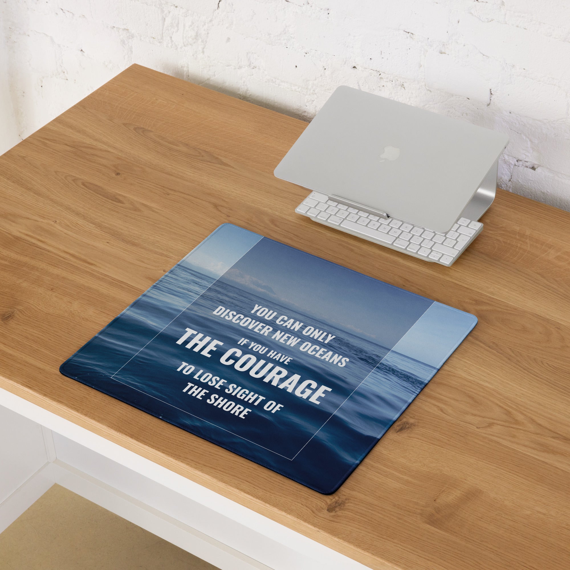 Blue Ocean Motivational Mouse Pad For Desk, Modern Office Decor, Inspirational Desk Accessory, Printed Artwork