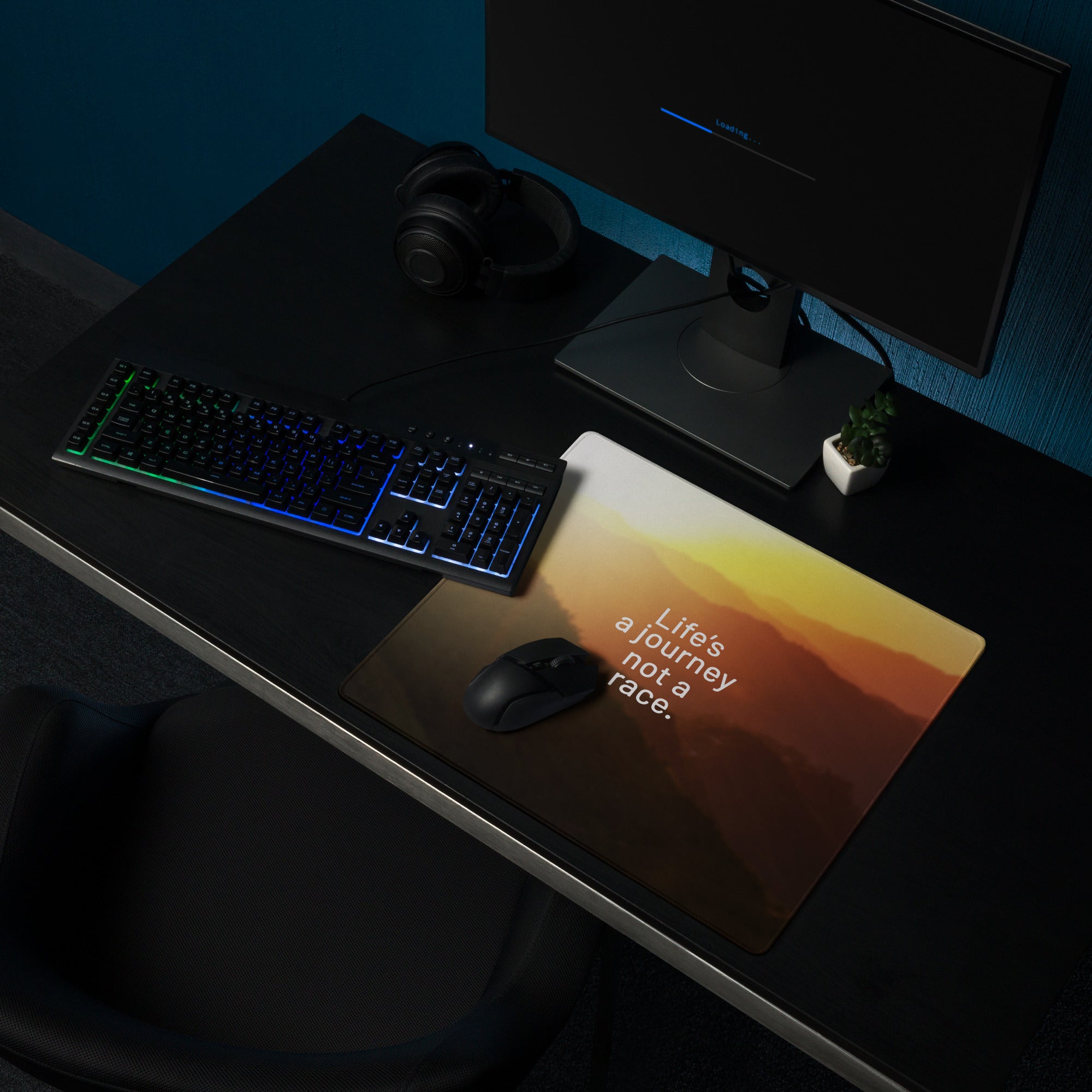 Motivational Gaming Mouse Pad Sunrise Gradient Orange Yellow Modern Desk Setup Inspiring Contemporary Gaming Digital Art