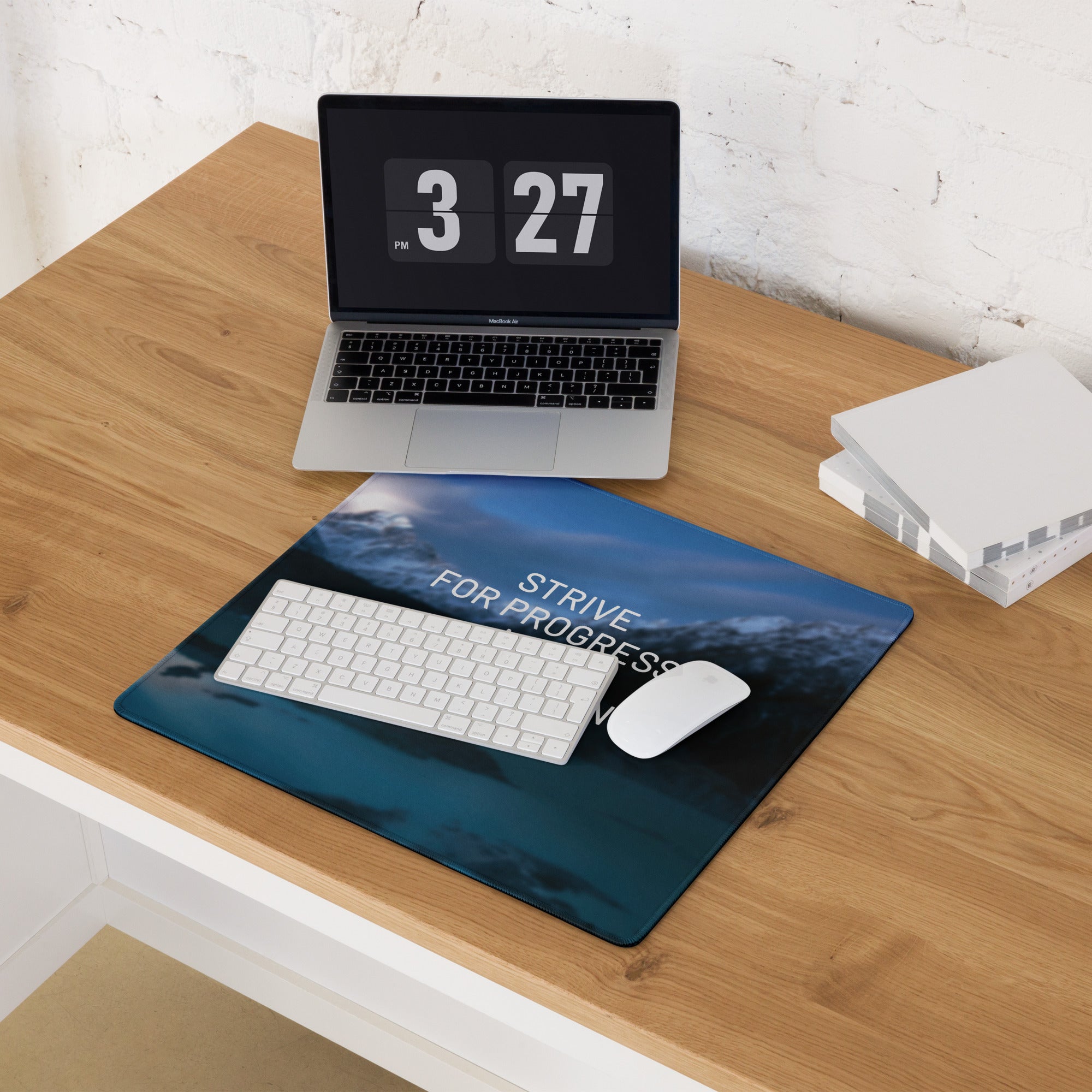 Blue Mountain Motivational Mouse Pad For Office Desk, Large Non Slip Edge, Modern Minimalist Workspace Accessory