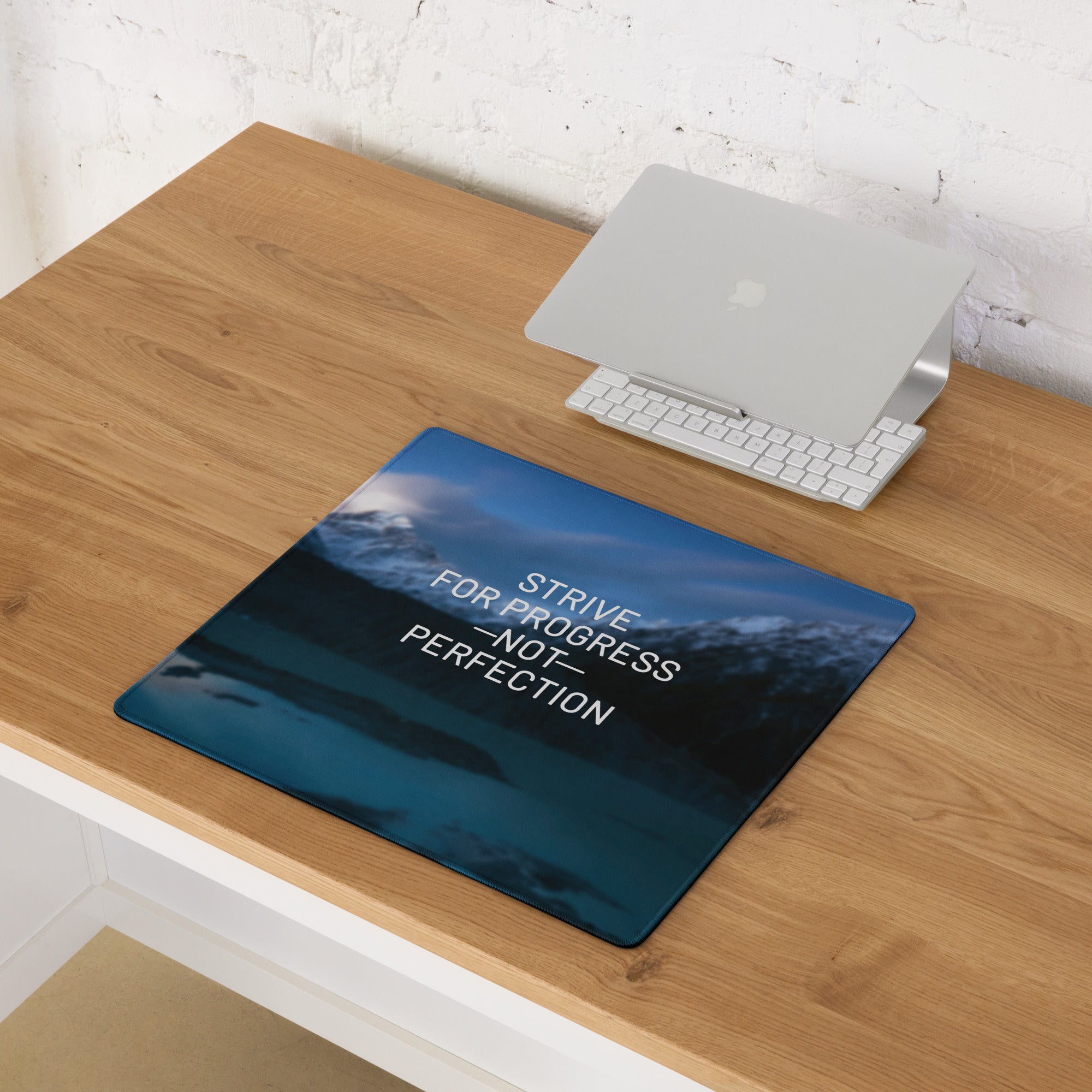 Blue Mountain Motivational Mouse Pad For Office Desk, Large Non Slip Edge, Modern Minimalist Workspace Accessory