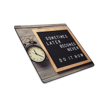 Motivational Mouse Pad With Letter Board Design In Black Surface And Natural Wood Frame For Desk Office Decor