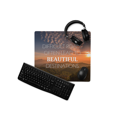 Motivational Quote Mouse Pad With Warm Sunset Colors For Desk Decor In Modern Minimalist Style