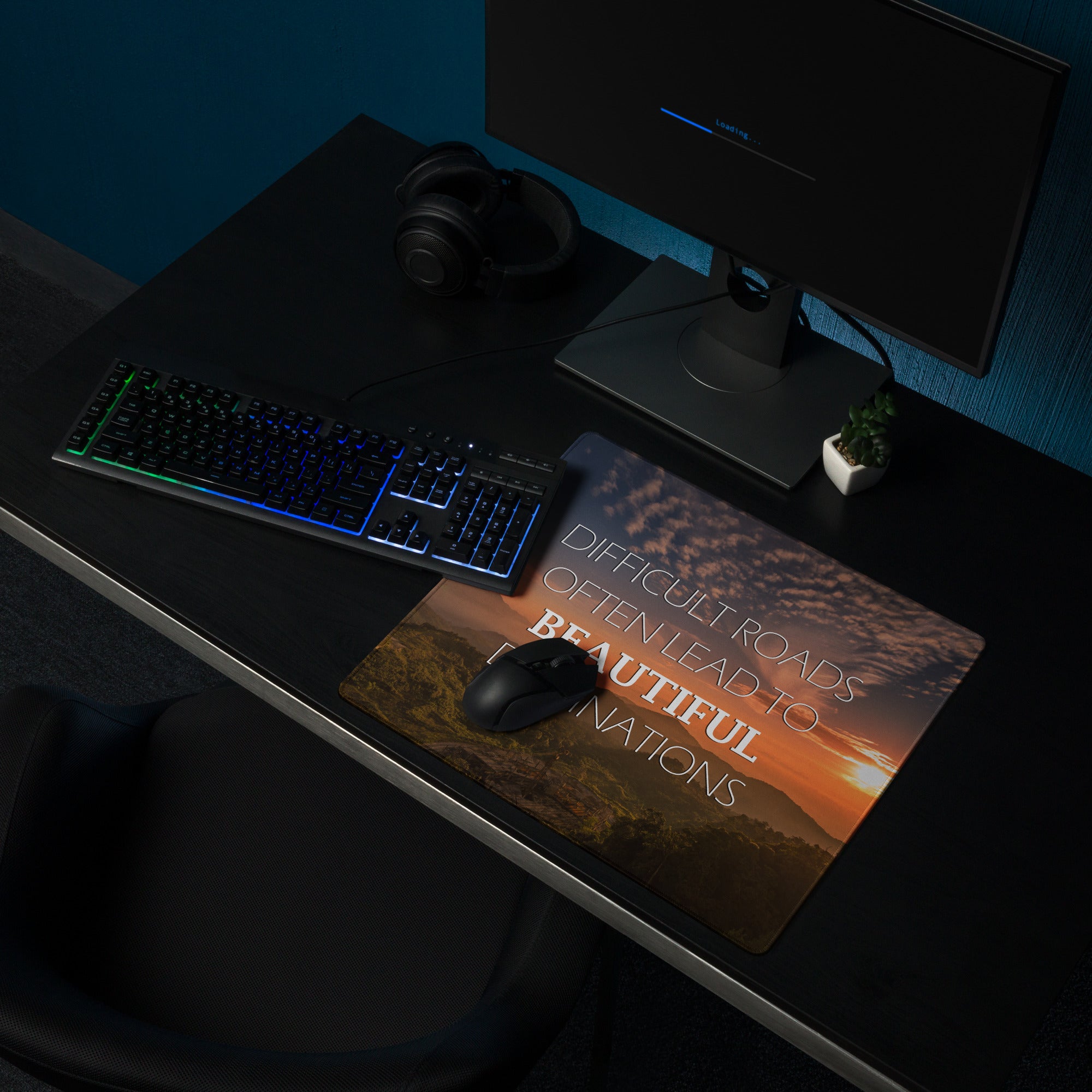 Motivational Quote Mouse Pad With Warm Sunset Colors For Desk Decor In Modern Minimalist Style