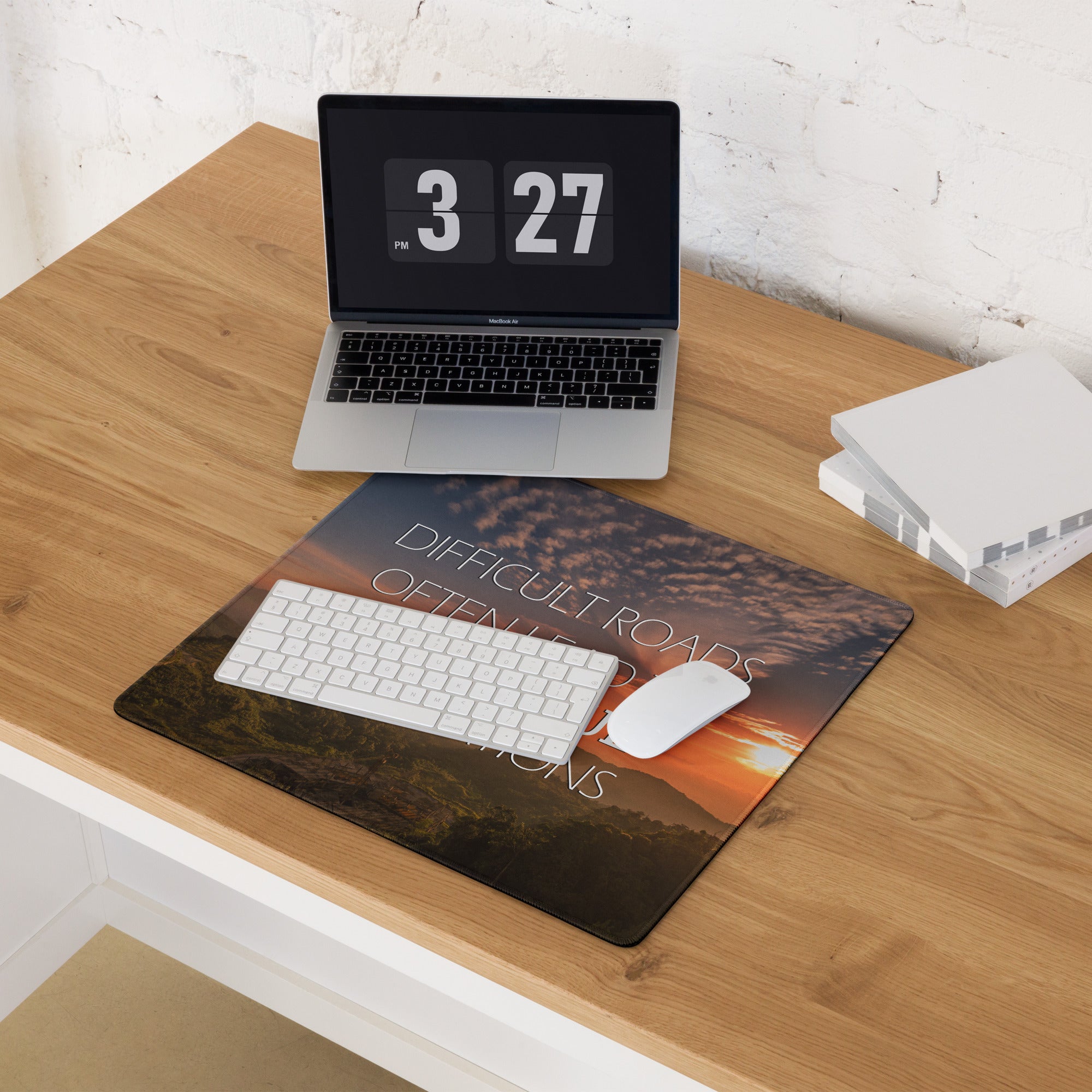 Motivational Quote Mouse Pad With Warm Sunset Colors For Desk Decor In Modern Minimalist Style