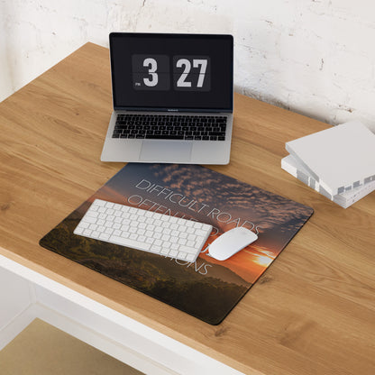 Motivational Quote Mouse Pad With Warm Sunset Colors For Desk Decor In Modern Minimalist Style