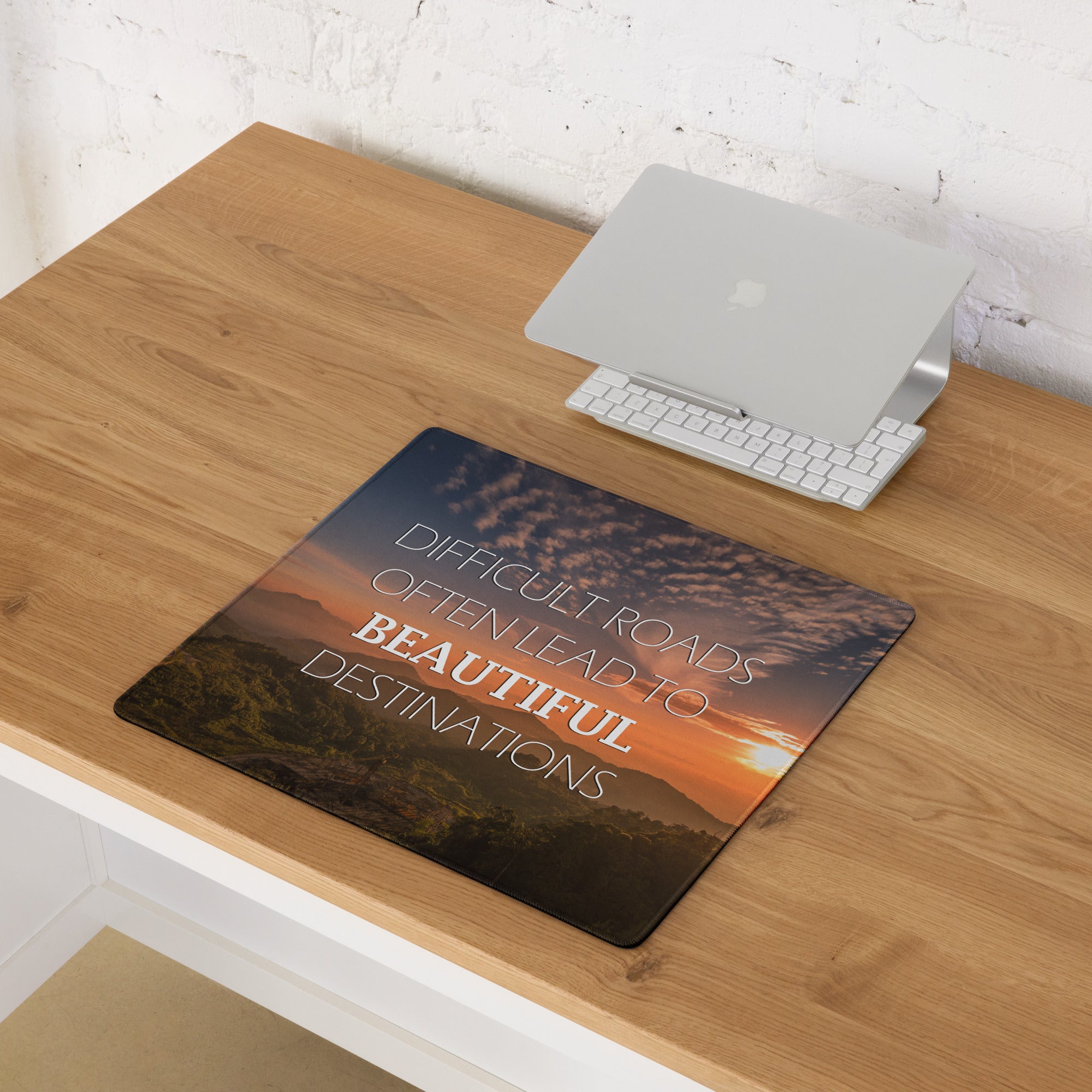 Motivational Quote Mouse Pad With Warm Sunset Colors For Desk Decor In Modern Minimalist Style