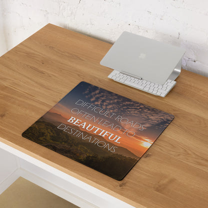 Motivational Quote Mouse Pad With Warm Sunset Colors For Desk Decor In Modern Minimalist Style