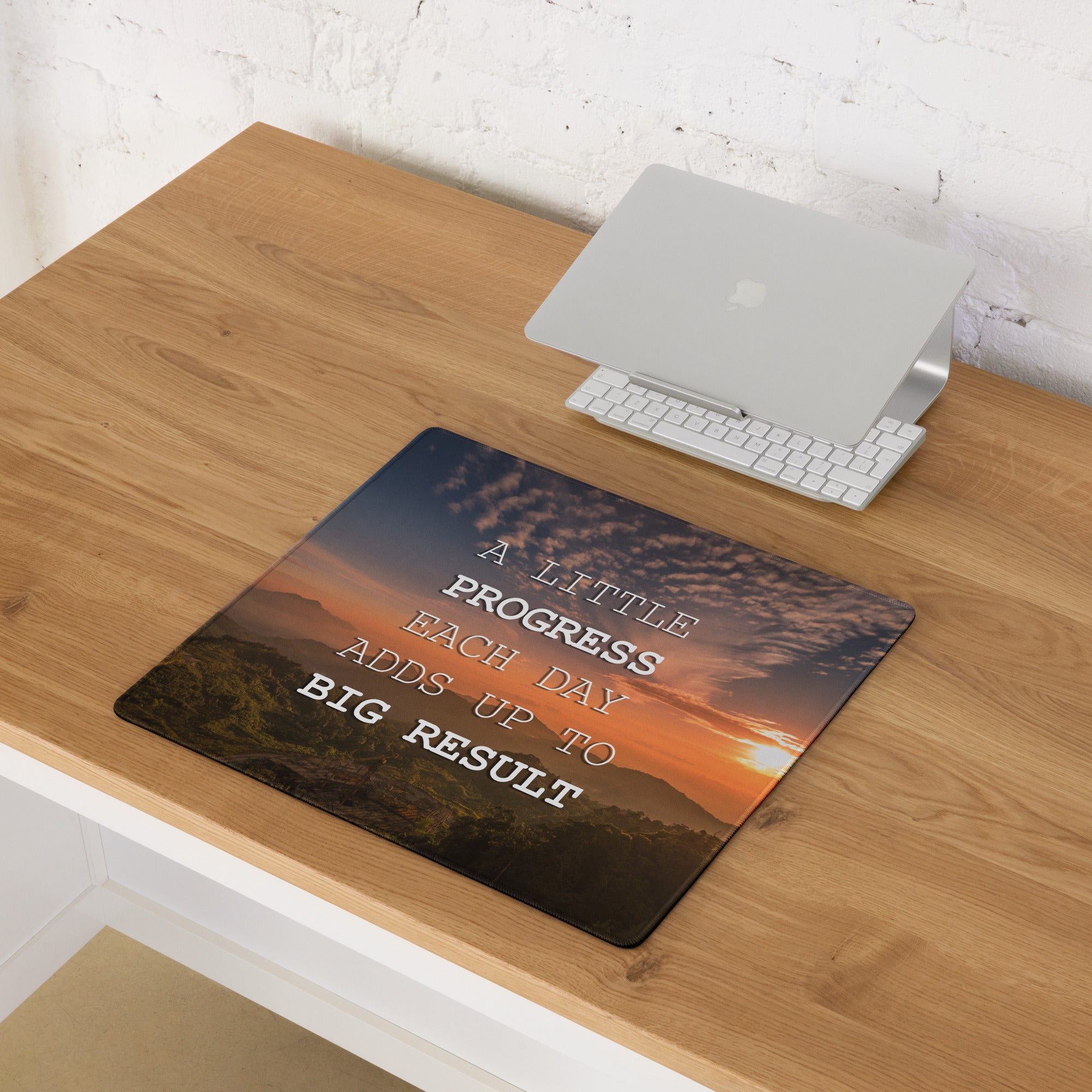 Motivational Sunset Mountain Mouse Pad for Gaming Desk Large Non Slip With Edge Stitching