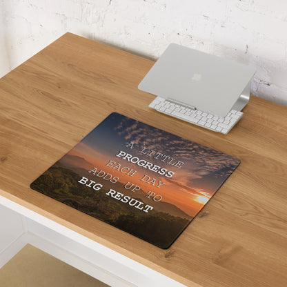 Motivational Sunset Mountain Mouse Pad for Gaming Desk Large Non Slip With Edge Stitching