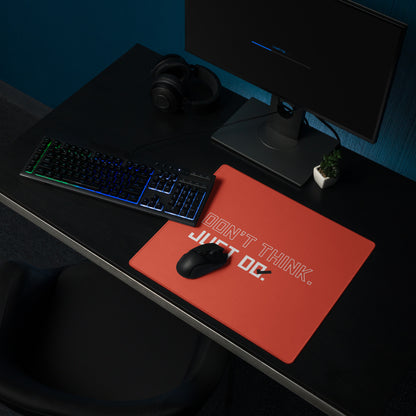 Red Orange Gaming Mouse Pad Desk Mat For Modern Office Setup Non Slip Surface Edge Stitching Motivational Typography