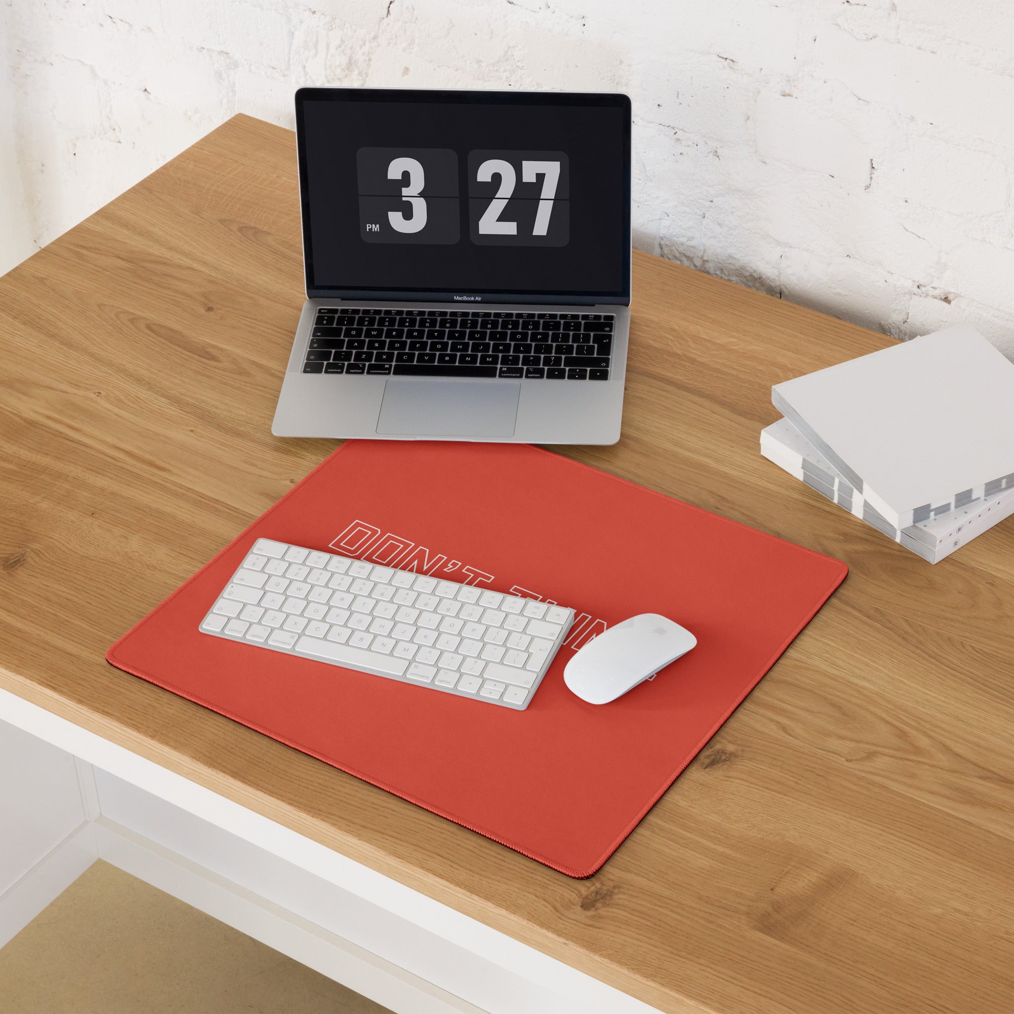 Red Orange Gaming Mouse Pad Desk Mat For Modern Office Setup Non Slip Surface Edge Stitching Motivational Typography