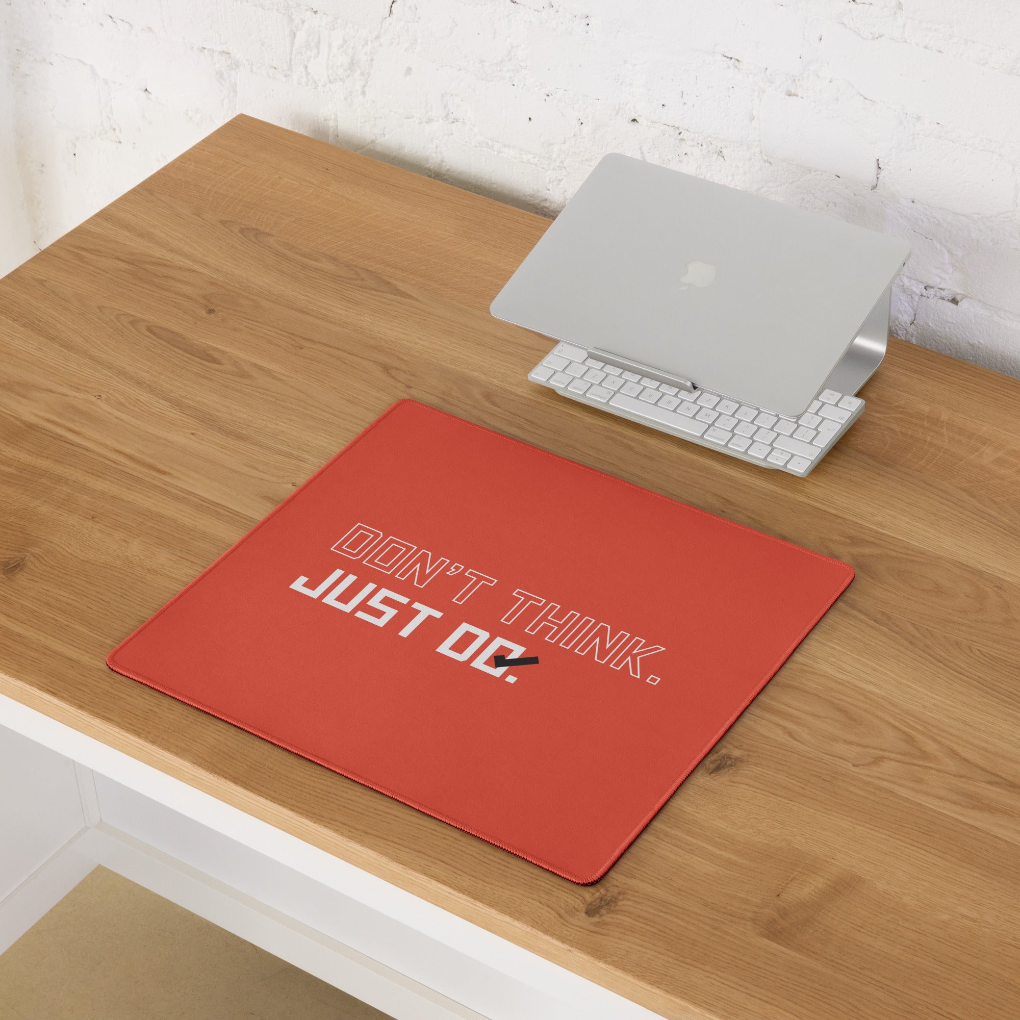 Red Orange Gaming Mouse Pad Desk Mat For Modern Office Setup Non Slip Surface Edge Stitching Motivational Typography