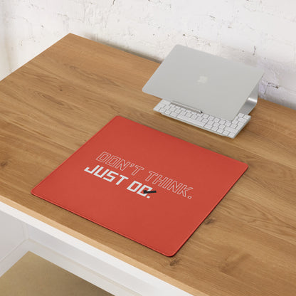 Red Orange Gaming Mouse Pad Desk Mat For Modern Office Setup Non Slip Surface Edge Stitching Motivational Typography