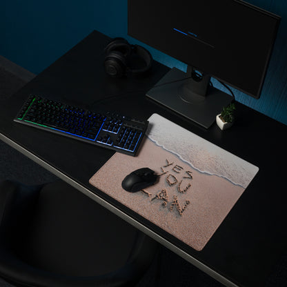 Beige Sand And Ocean Blue Motivational Mouse Pad For Desk Modern Large Gaming Mat Non Slip Edge Stitch Yes You Can