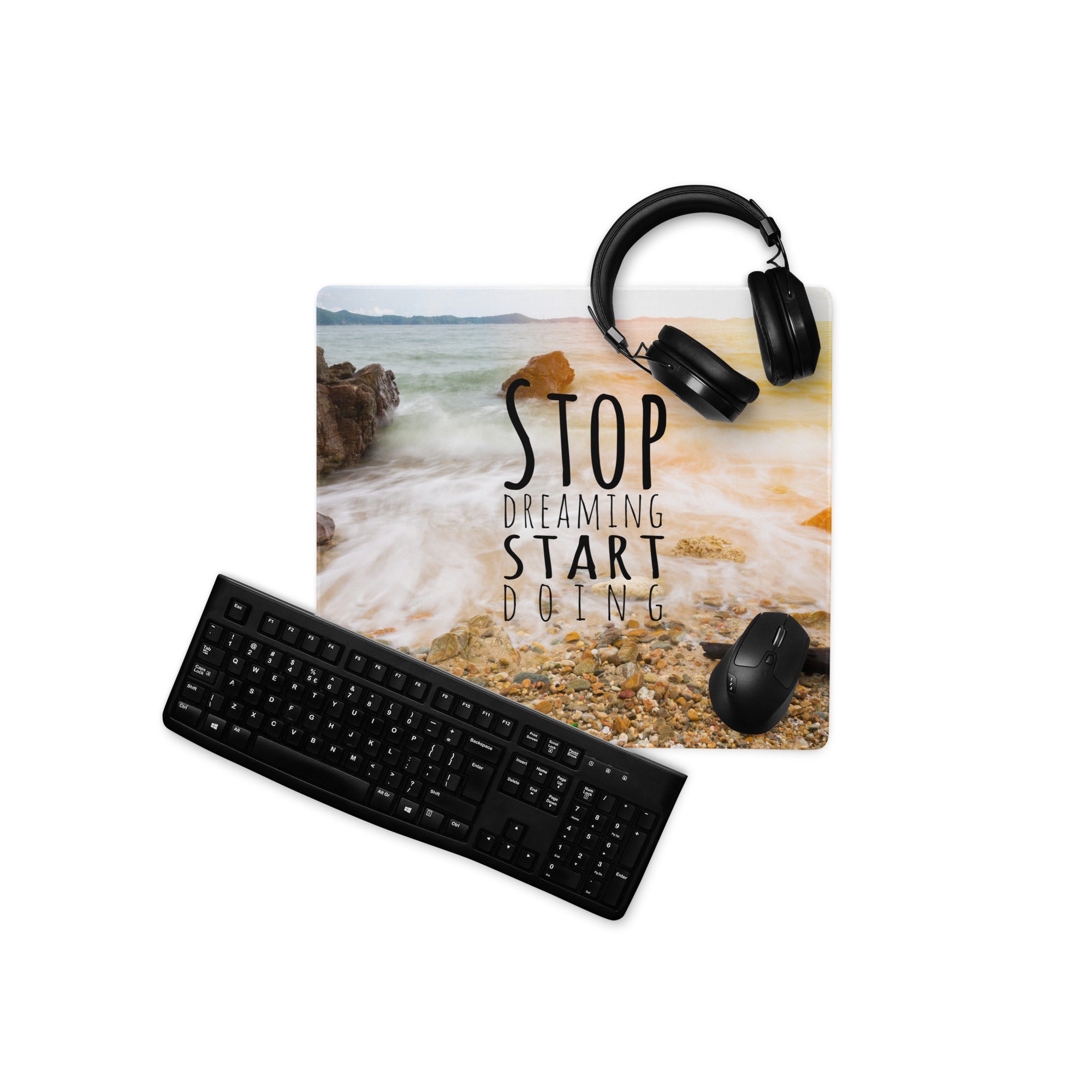 Motivational Mouse Pad Sunset Ocean Colors For Desk Office Modern Minimalist Style Inspiring Gamers Photo Print